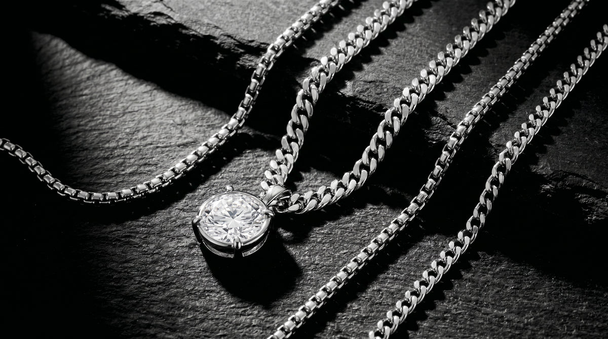 men's moissanite pendant - hero image