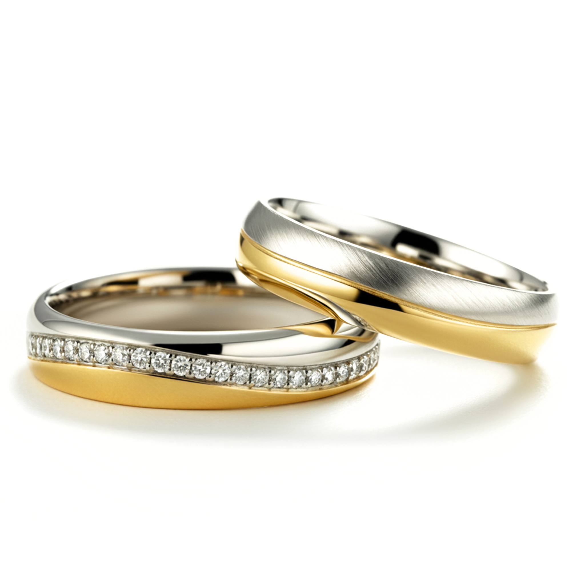 The Curved Pavé Couples Rings - View 1