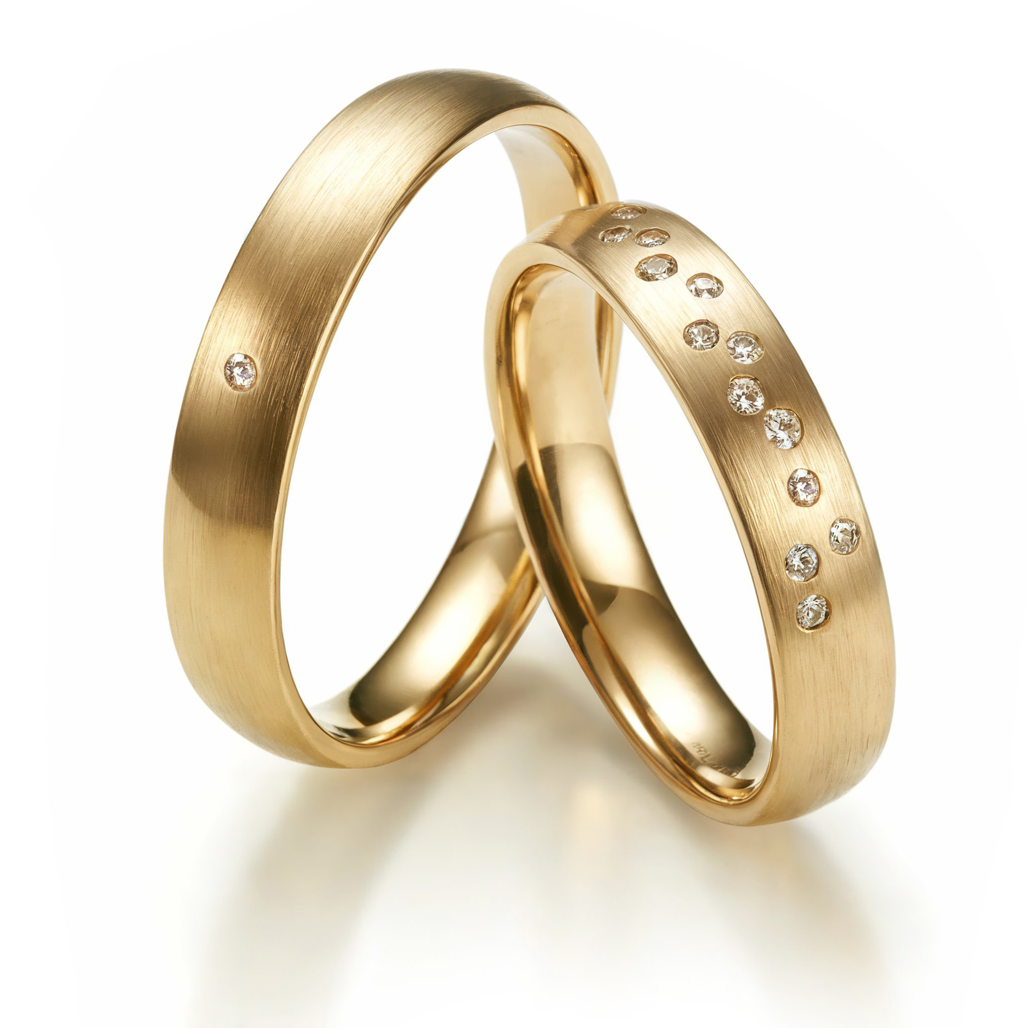 The Brushed Flush Couples Rings - View 1