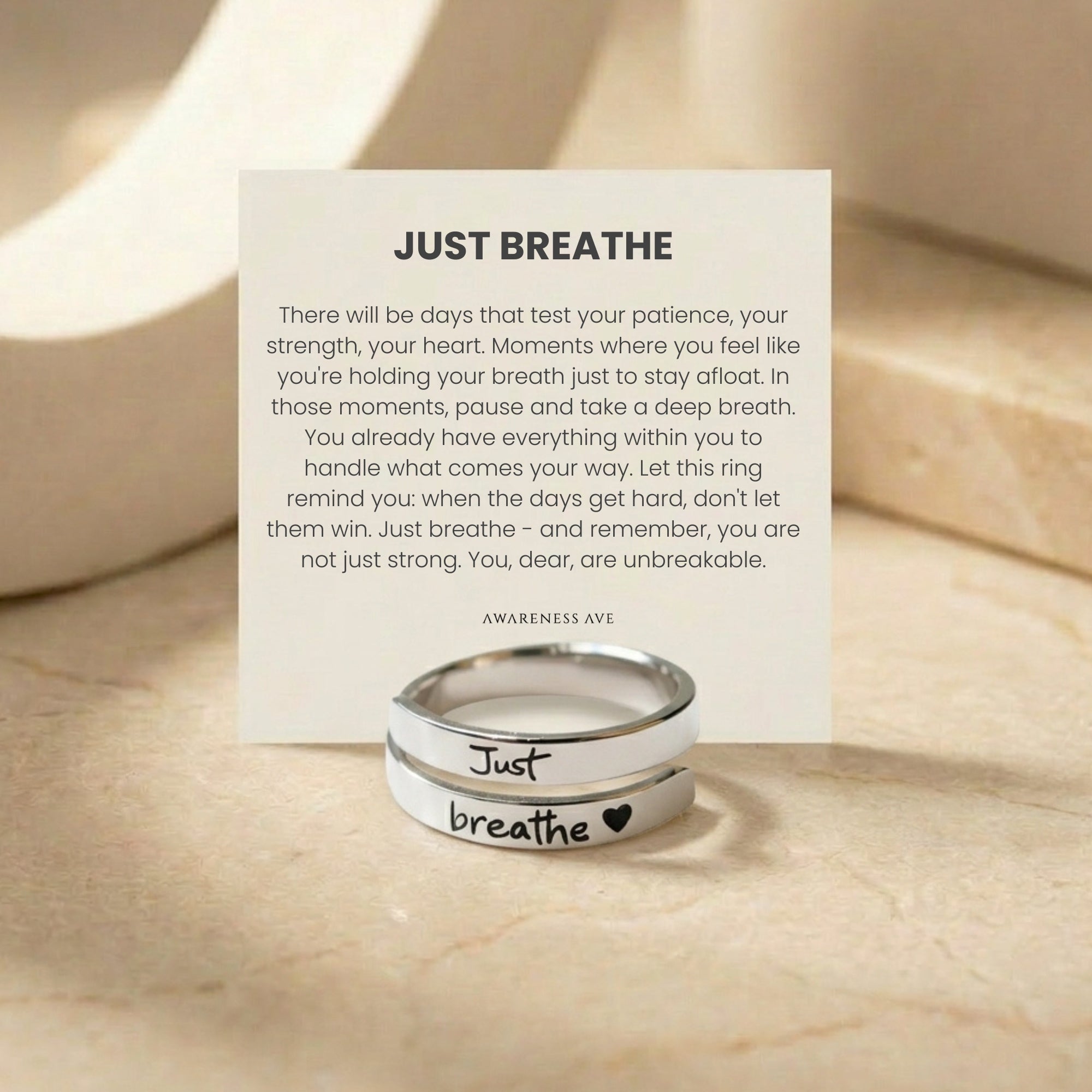 El Anillo Ajustable Envolvente "Just Breathe"