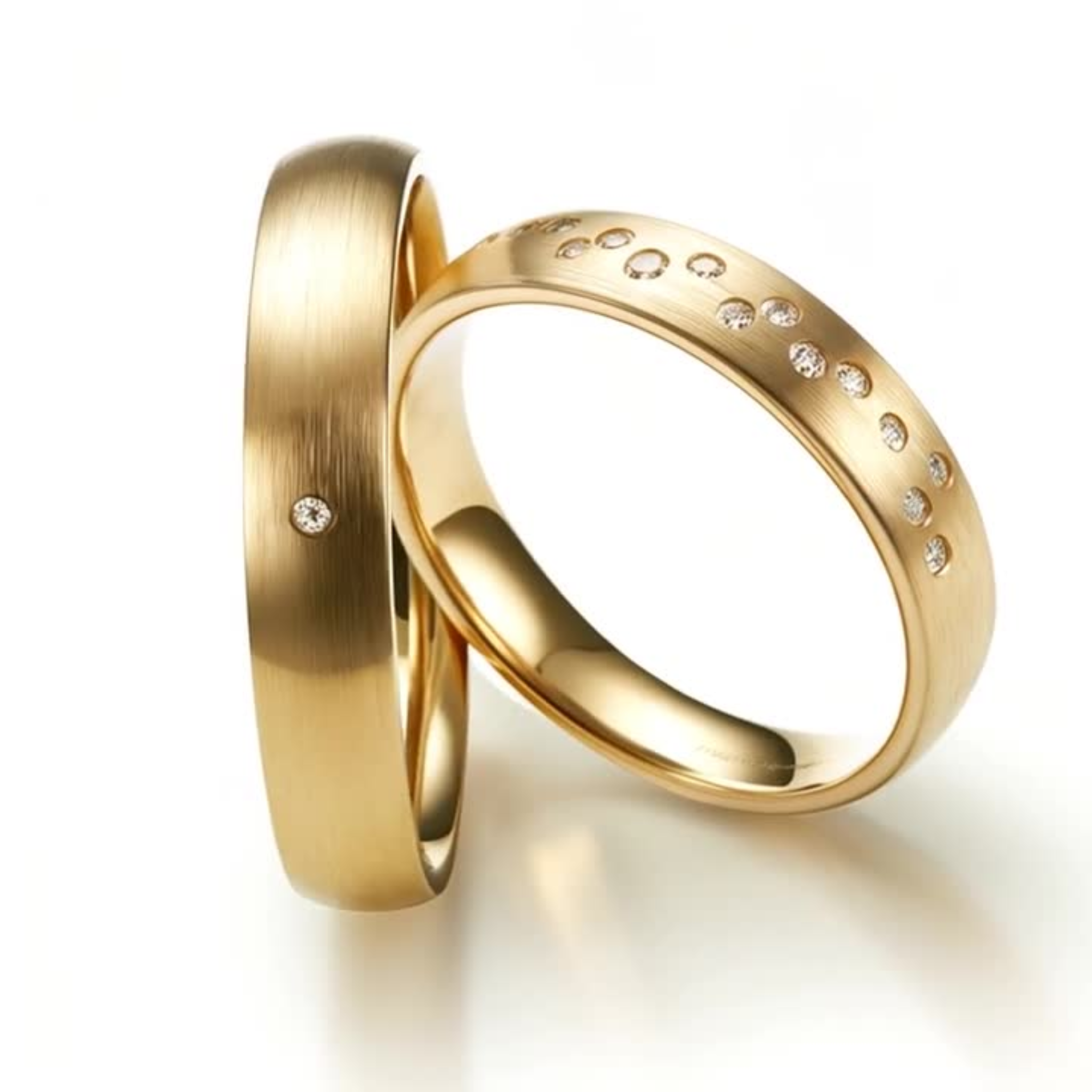 The Brushed Flush Couples Rings - View 2