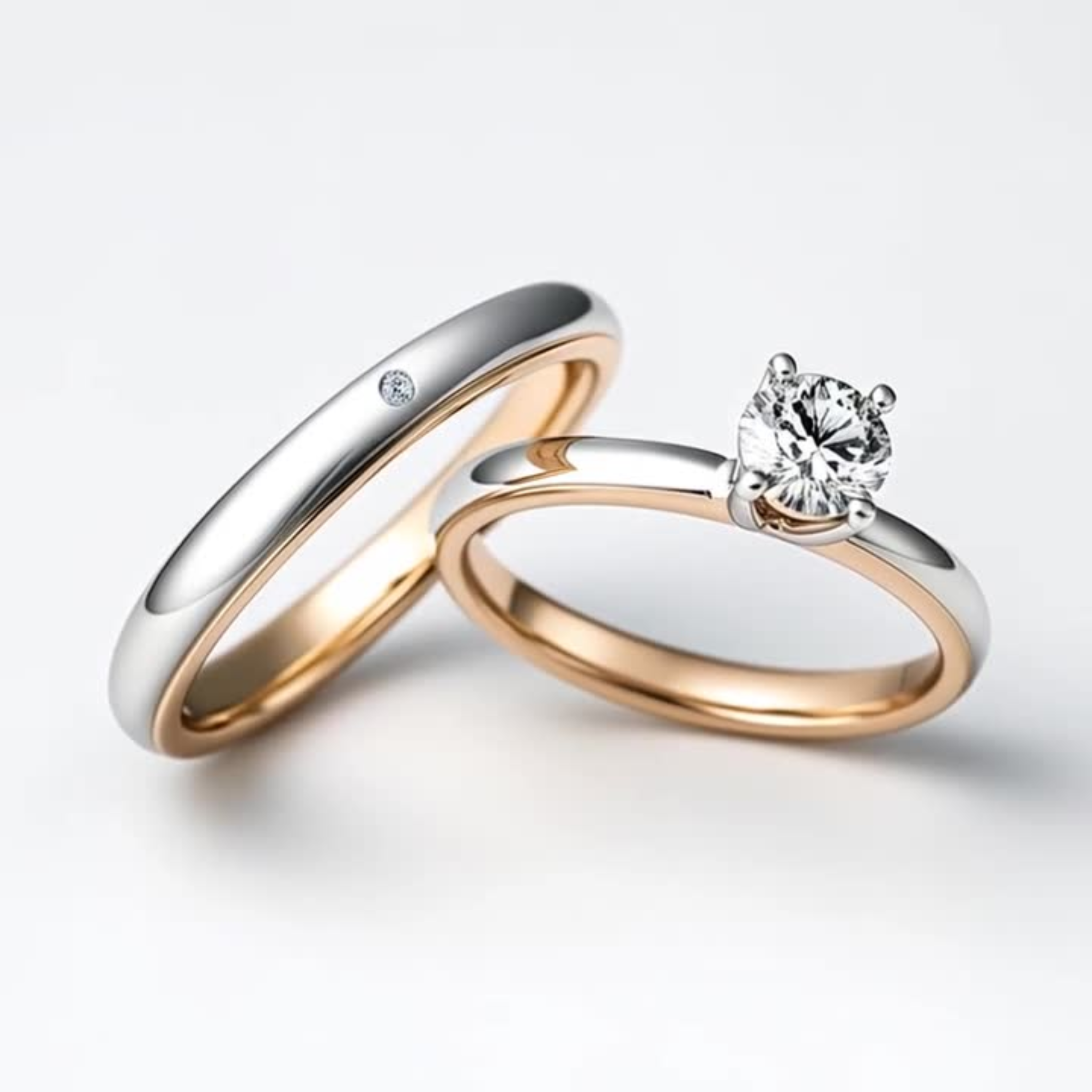 The Domed Two-Tone Couples Rings - View 2