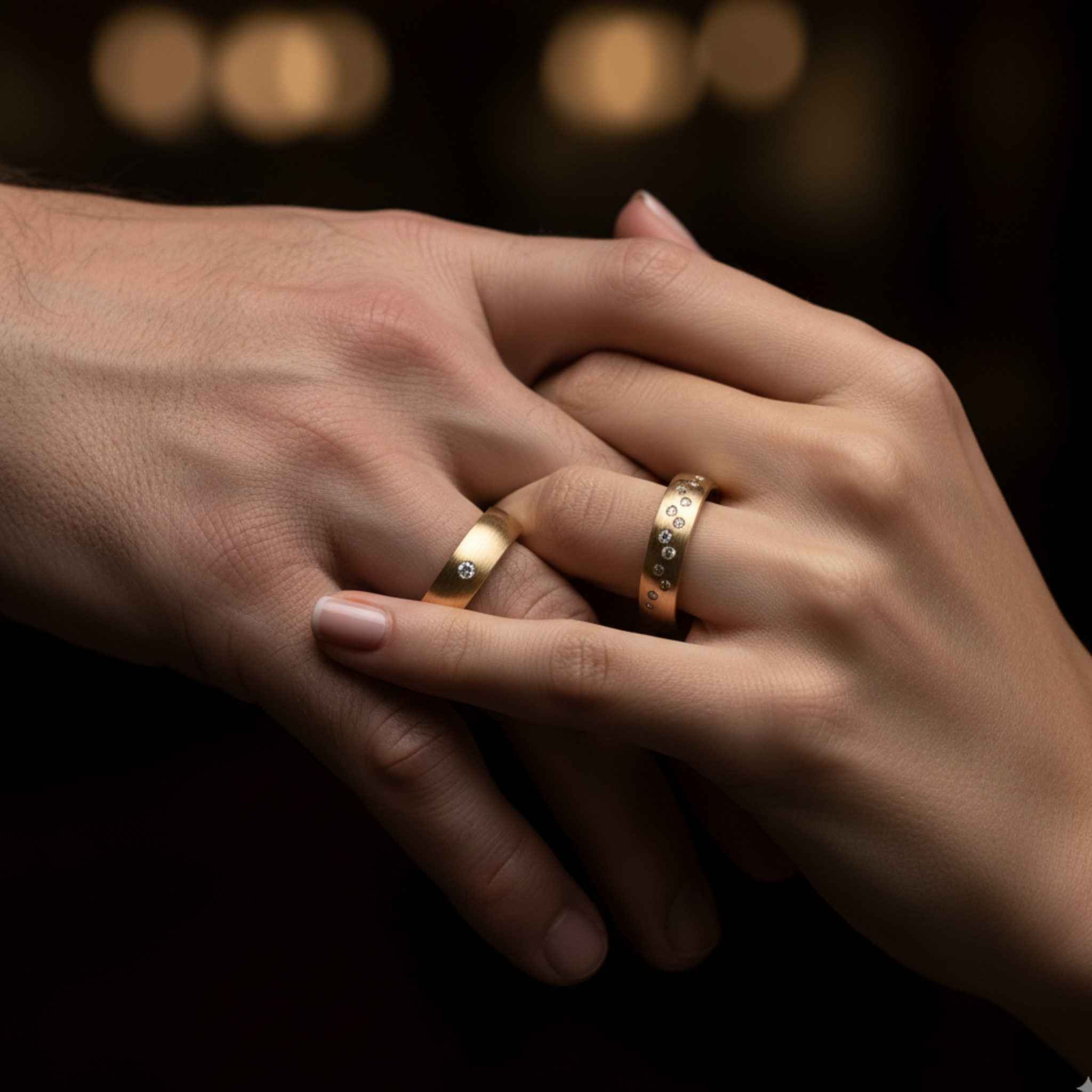 The Brushed Flush Couples Rings - View 3