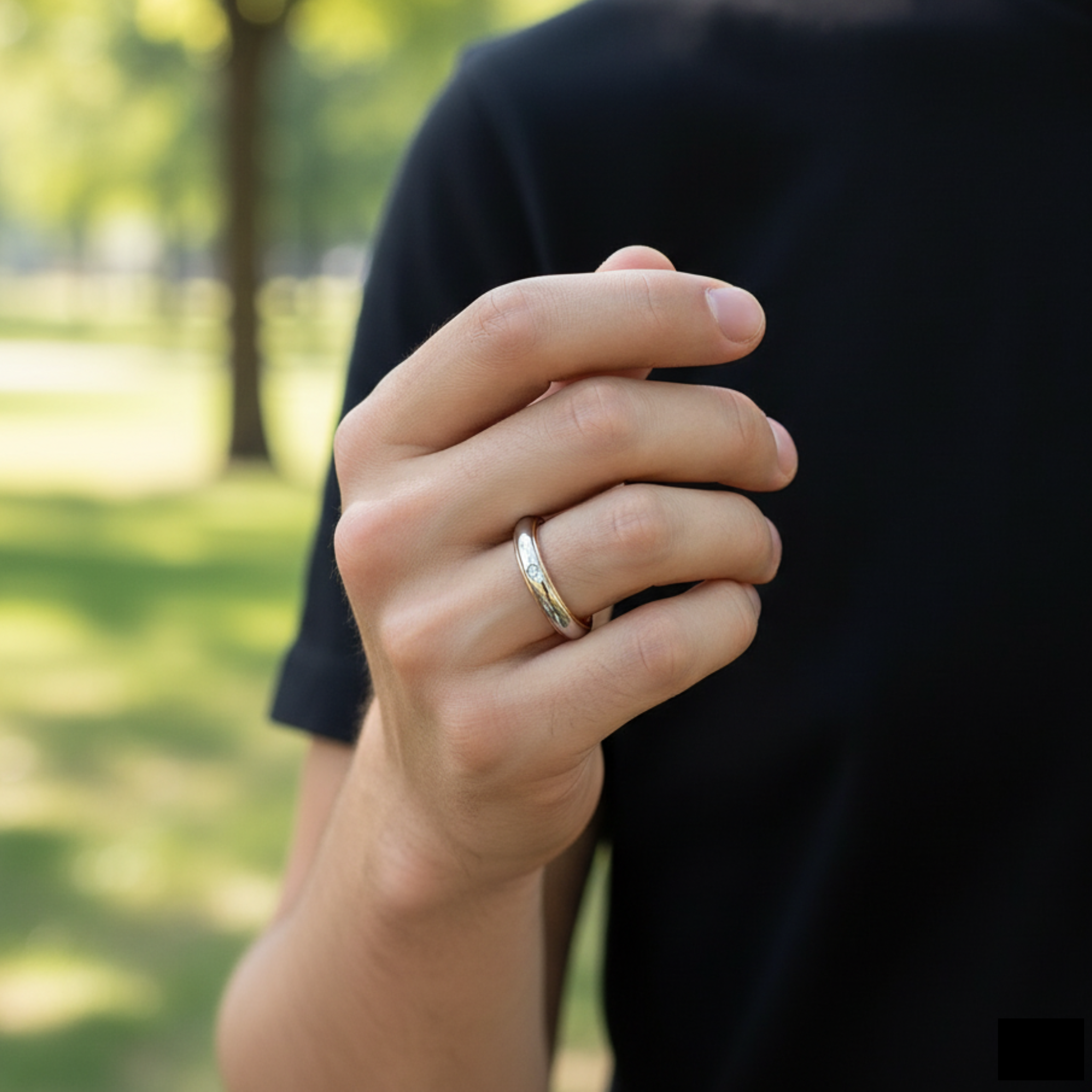The Domed Two-Tone Couples Rings - View 4