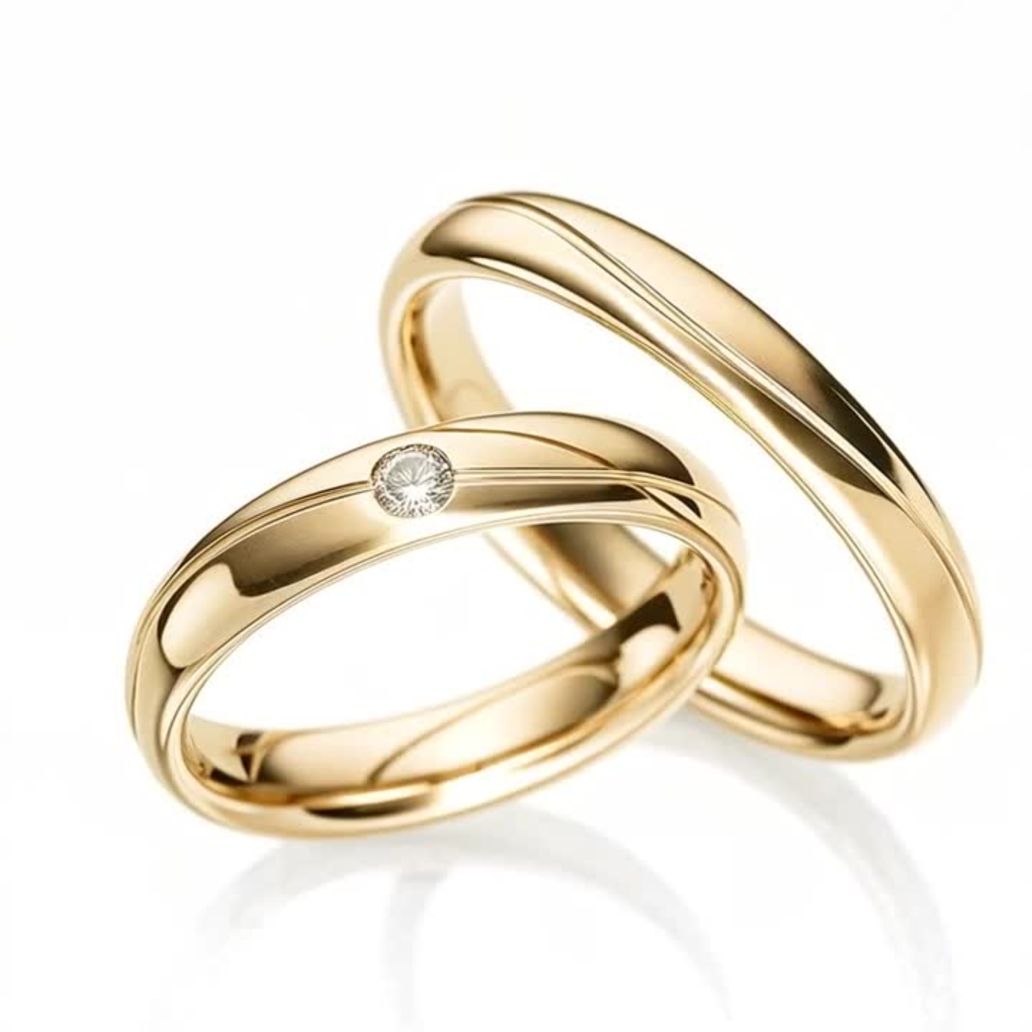 The Curved Moissanite Couples Rings - View 5