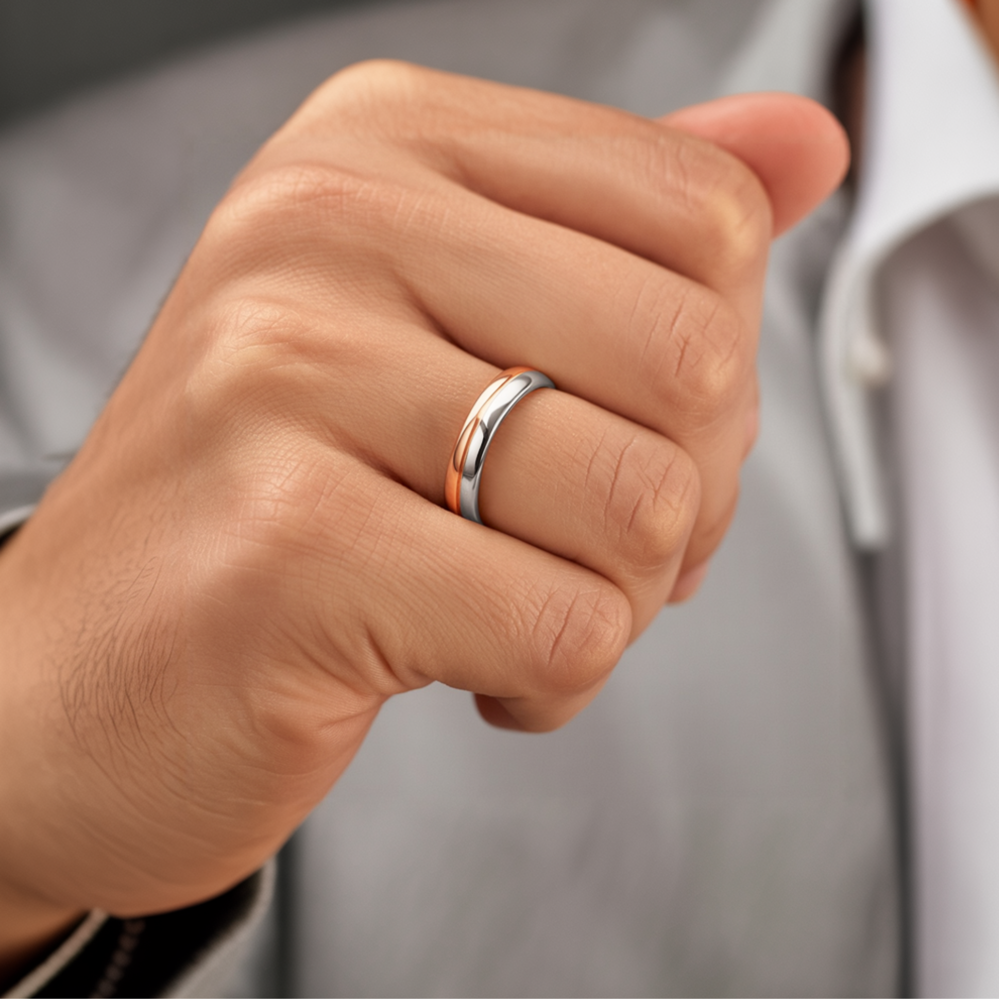 The White Rose-Inlay Couples Rings - View 5