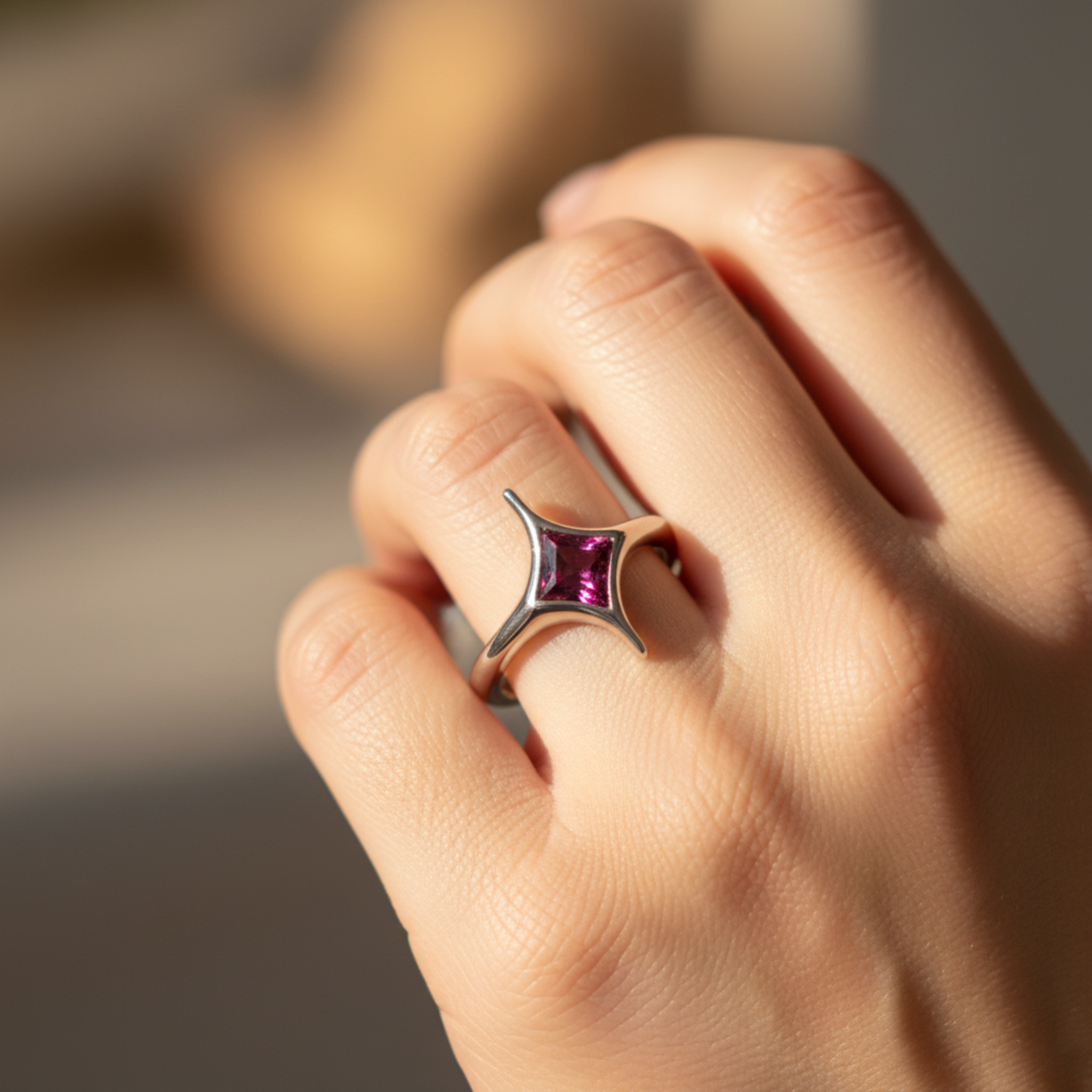 The Geometric Star Couples Rings - View 5