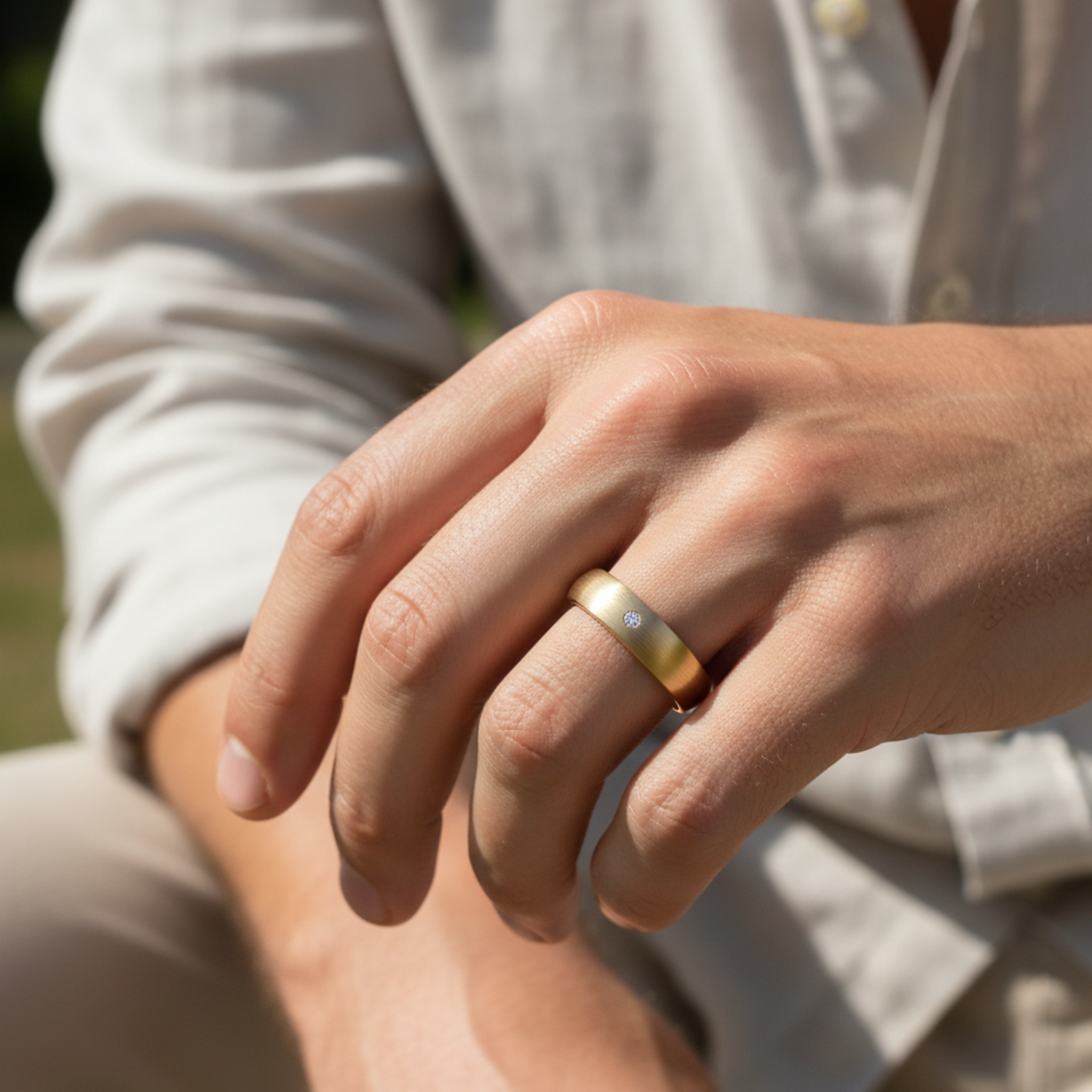 The Brushed Flush Couples Rings - View 6