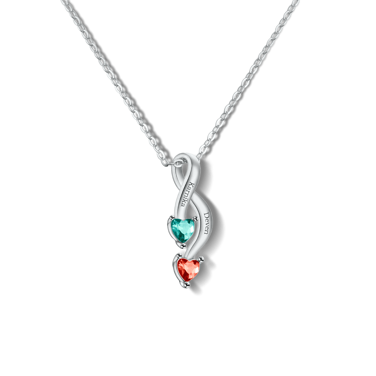 Collier Infini Personnalisé Pierres de Naissance - Acier Inoxydable