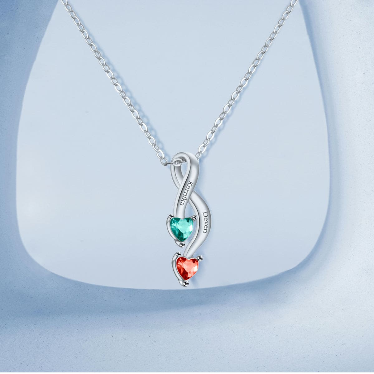 Collier Infini Personnalisé Pierres de Naissance - Acier Inoxydable