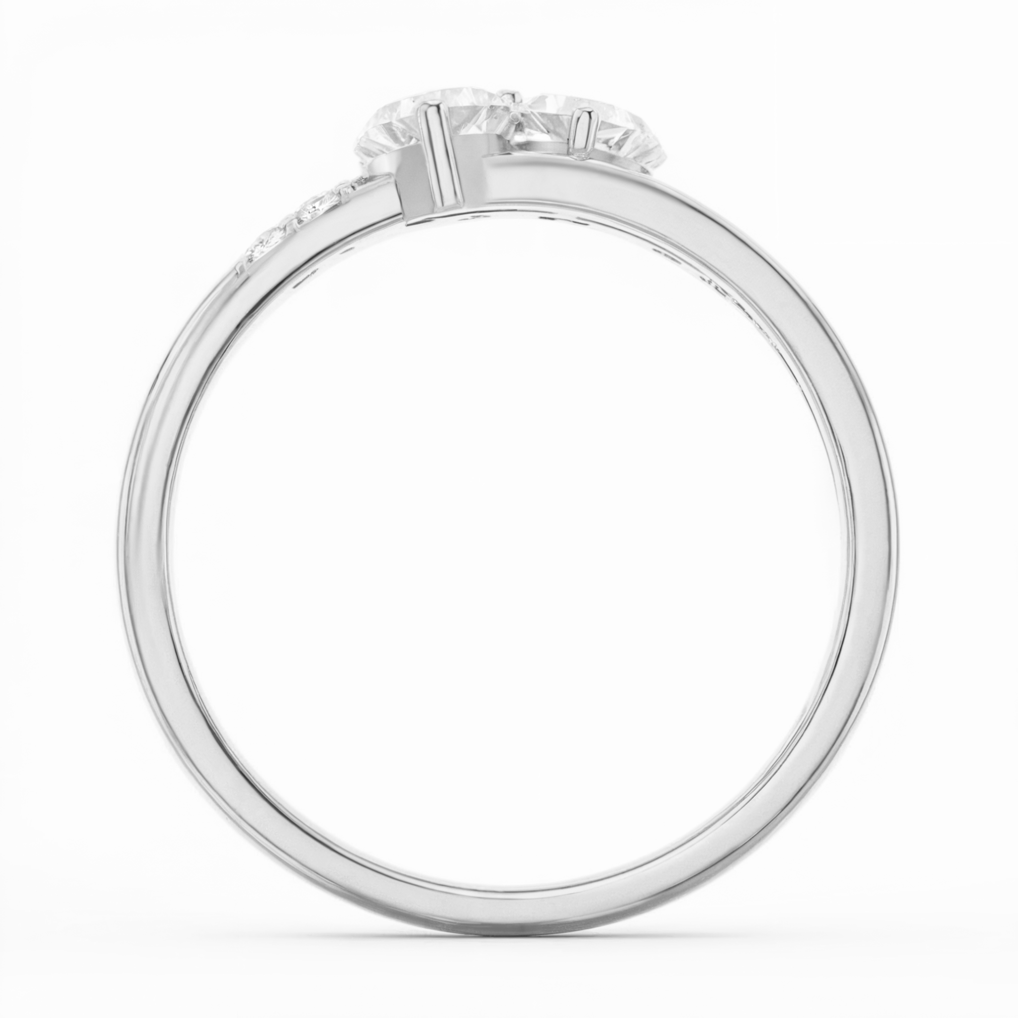 Bague de promesse double cœur en or gravé