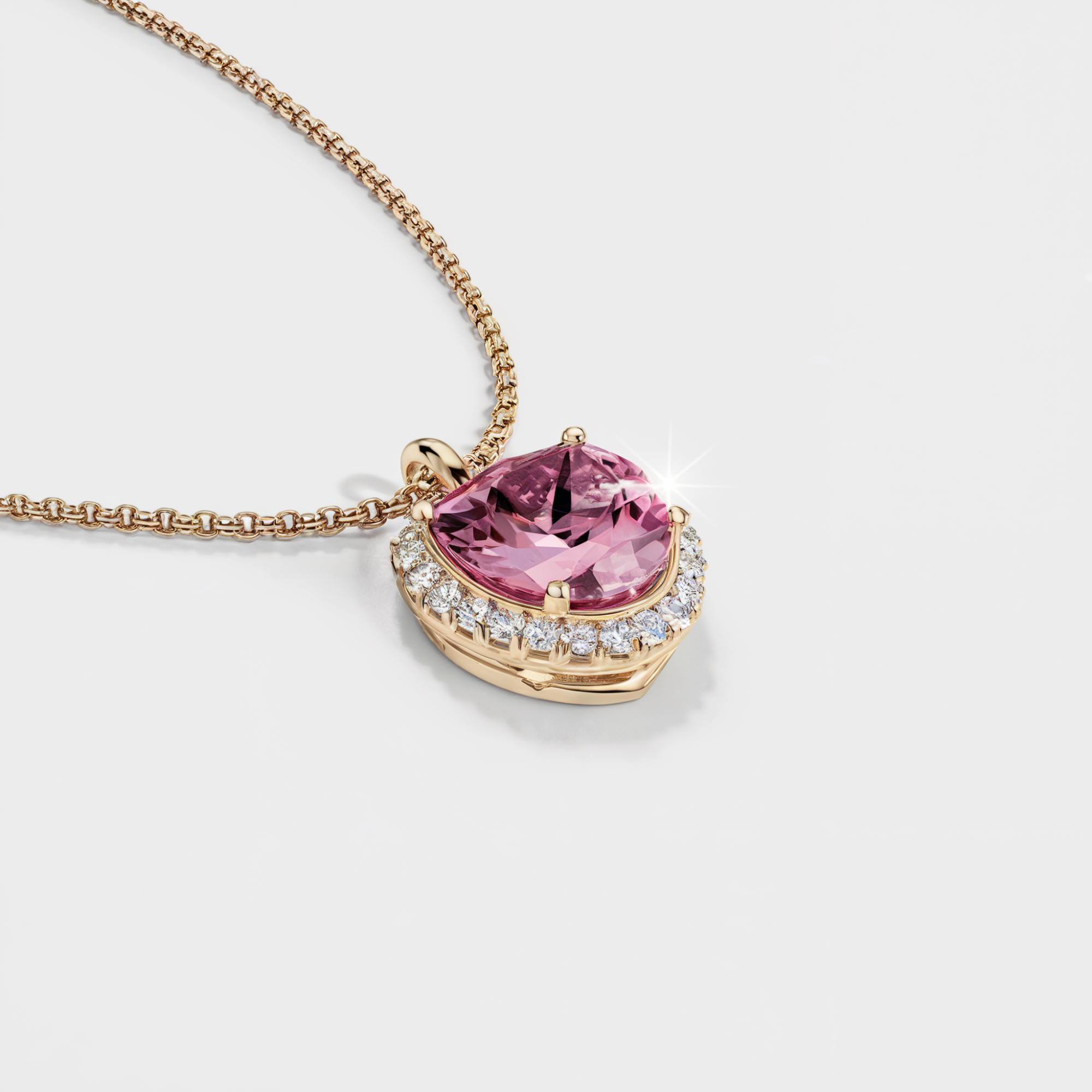 Collier Secret Halo en Forme de Cœur