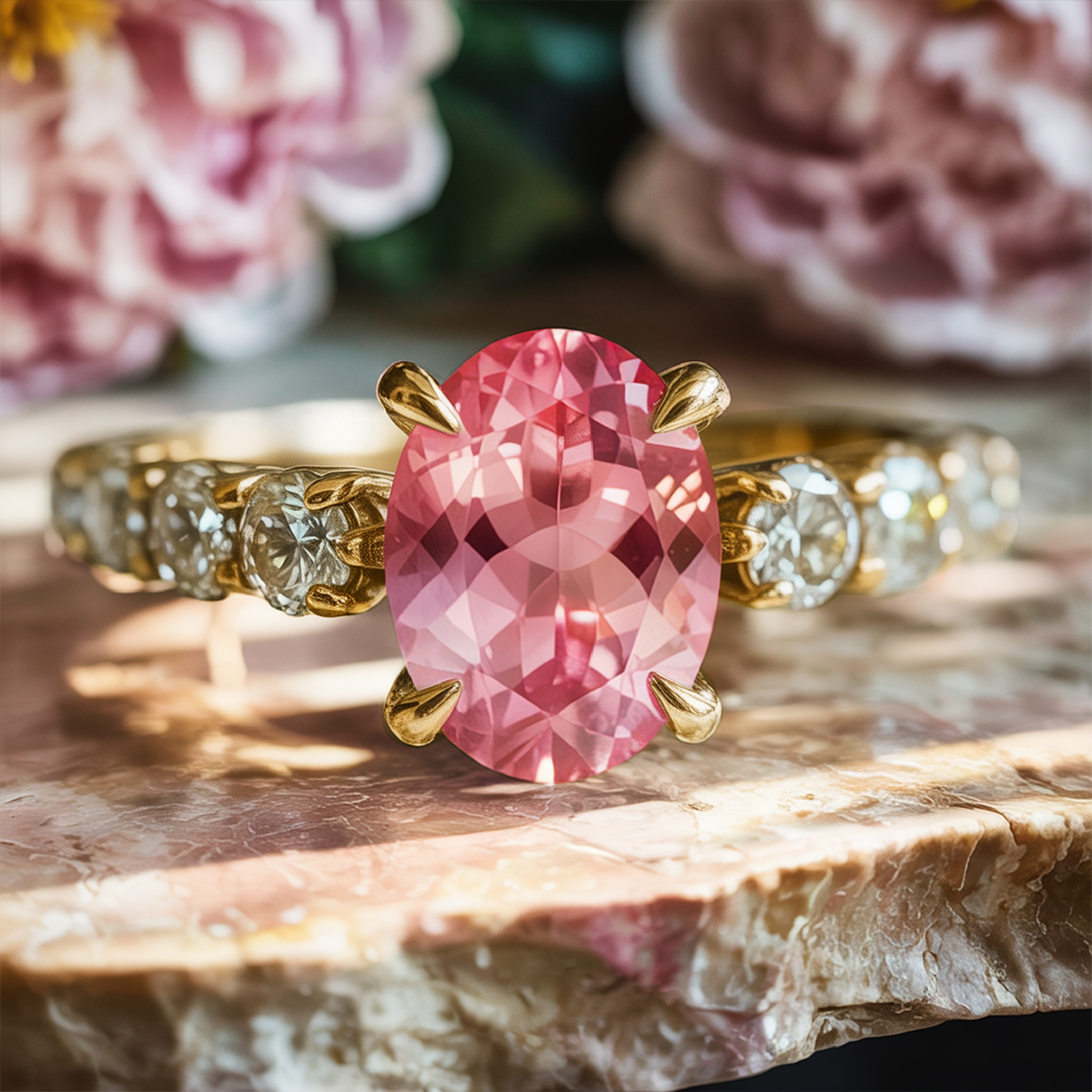 The Celestine - Pink Moissanite Ring