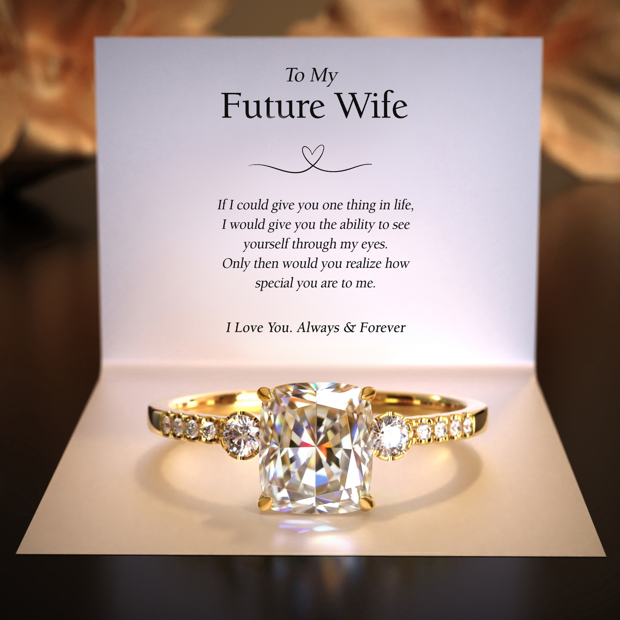 The Luna | To My Future Wife — Cushion Cut Moissanite Ring