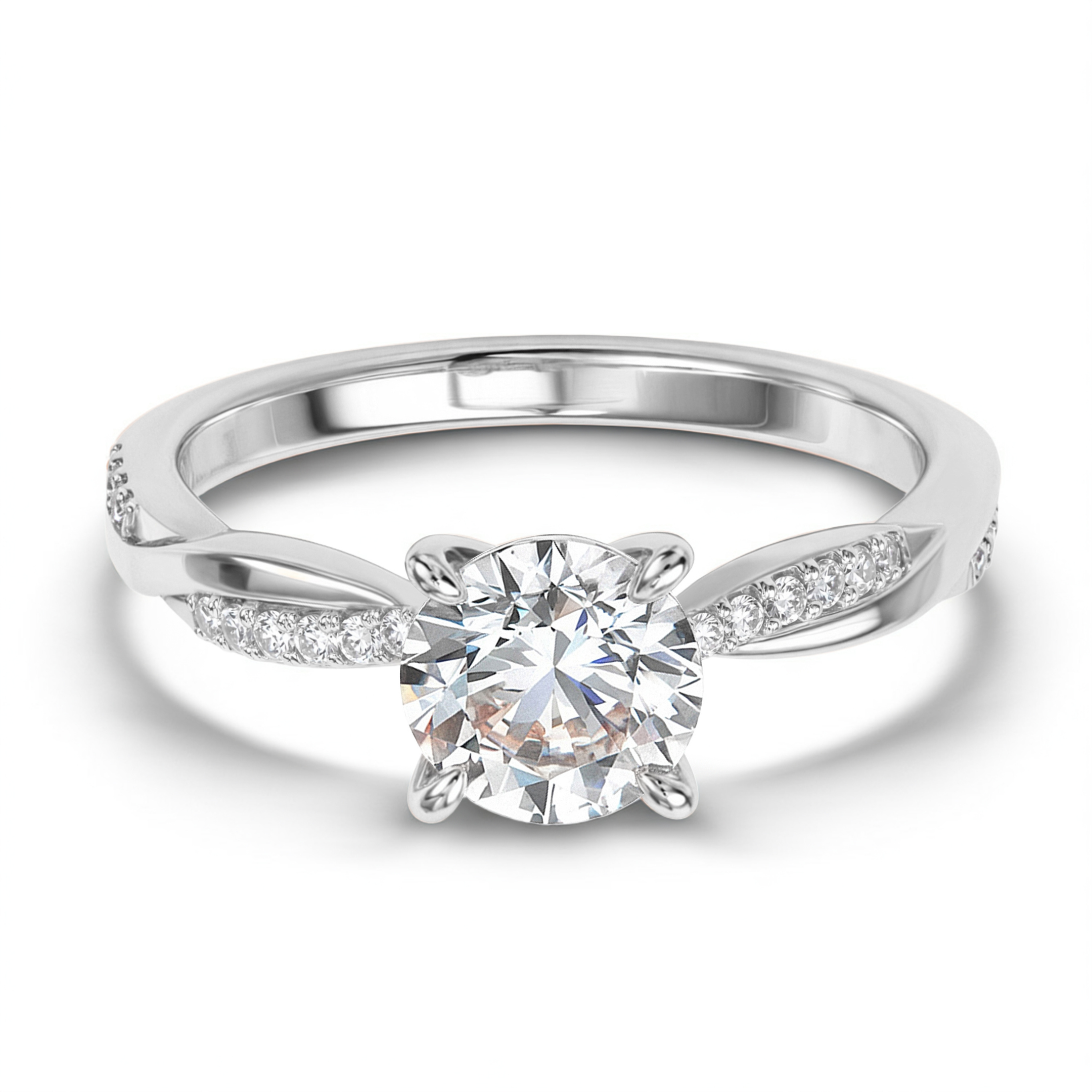 Twisted Band 2CT Round Cut Moissanite Ring