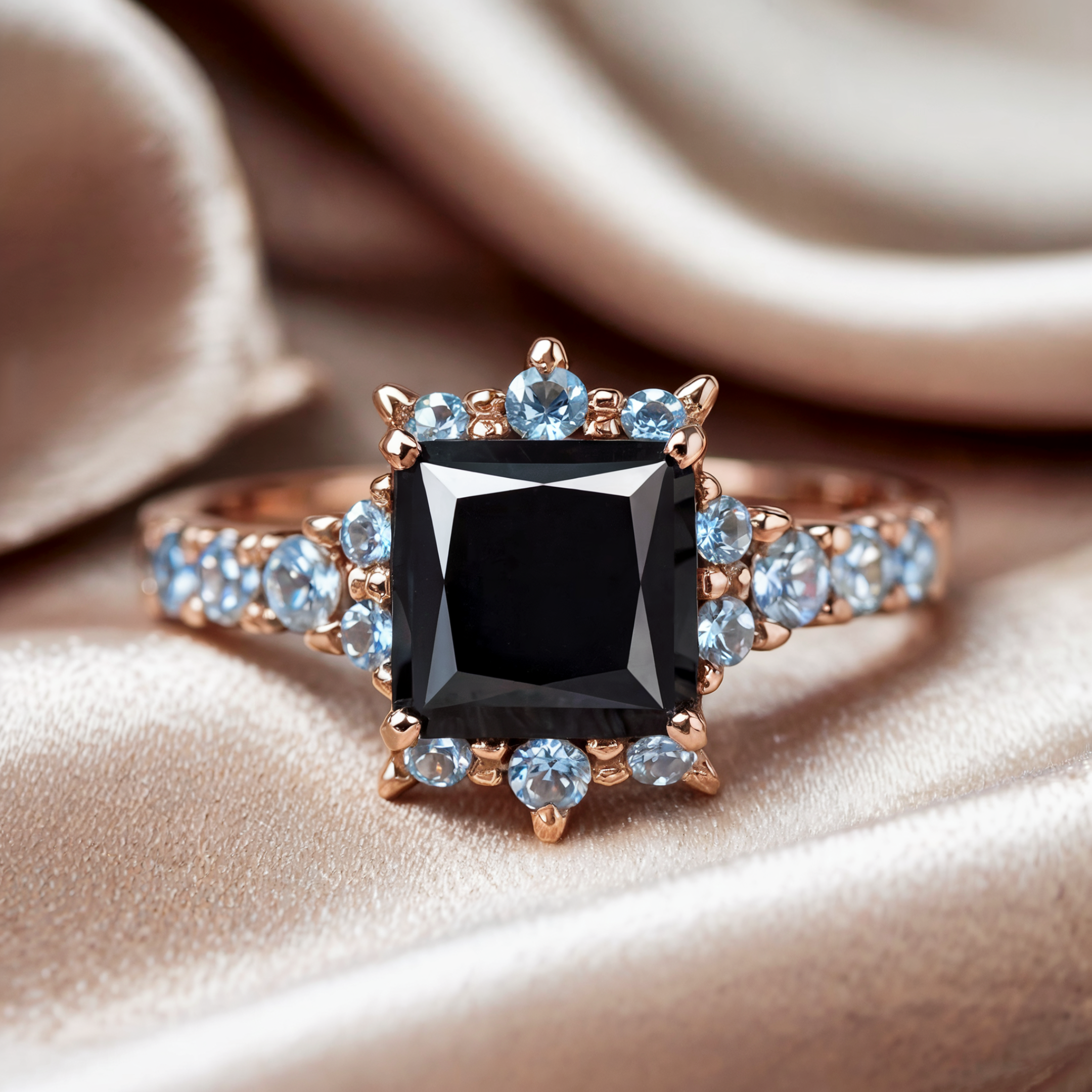 The Caterina 1CT Princess Cut Black Moissanite Ring