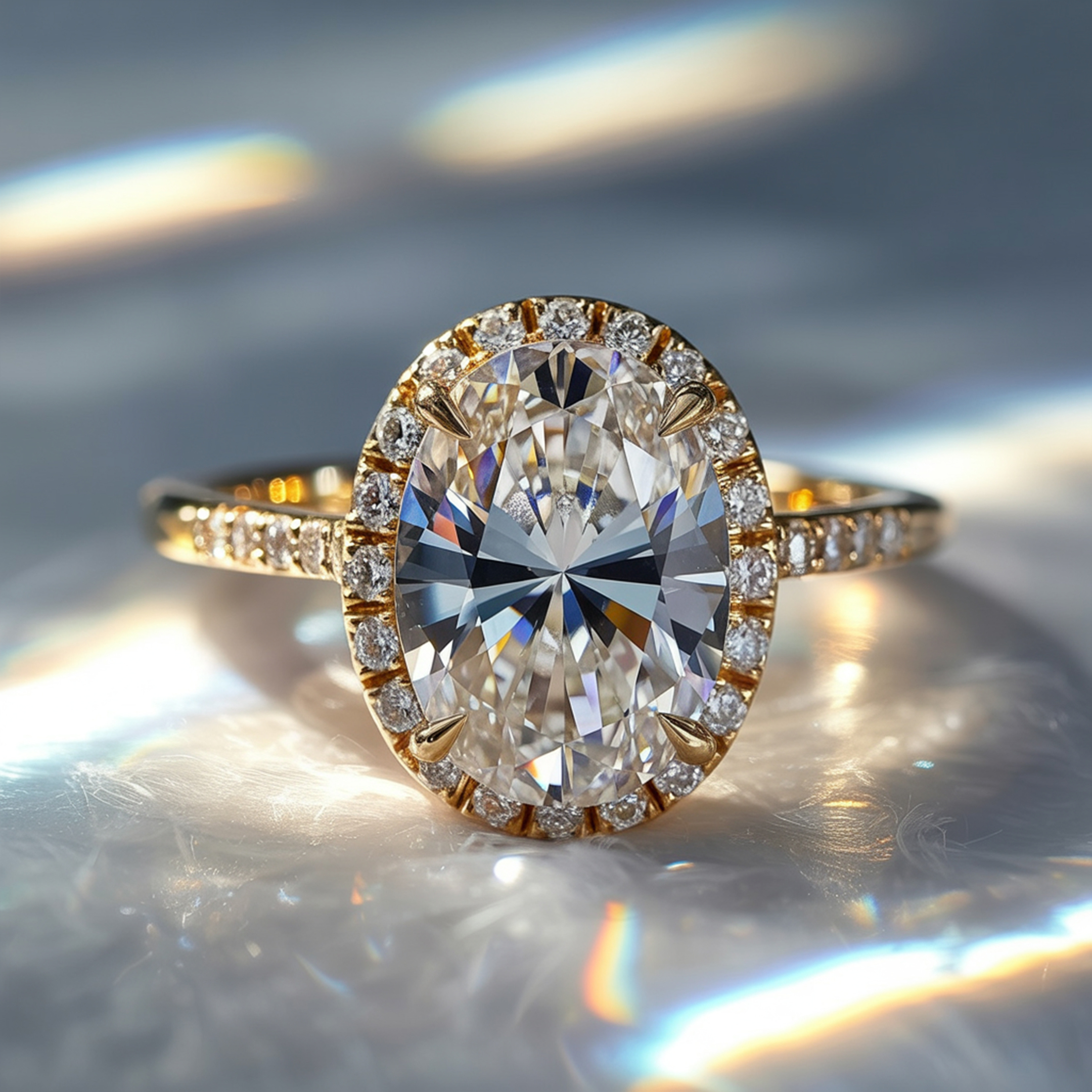 The Opaline - Halo Moissanite Ring