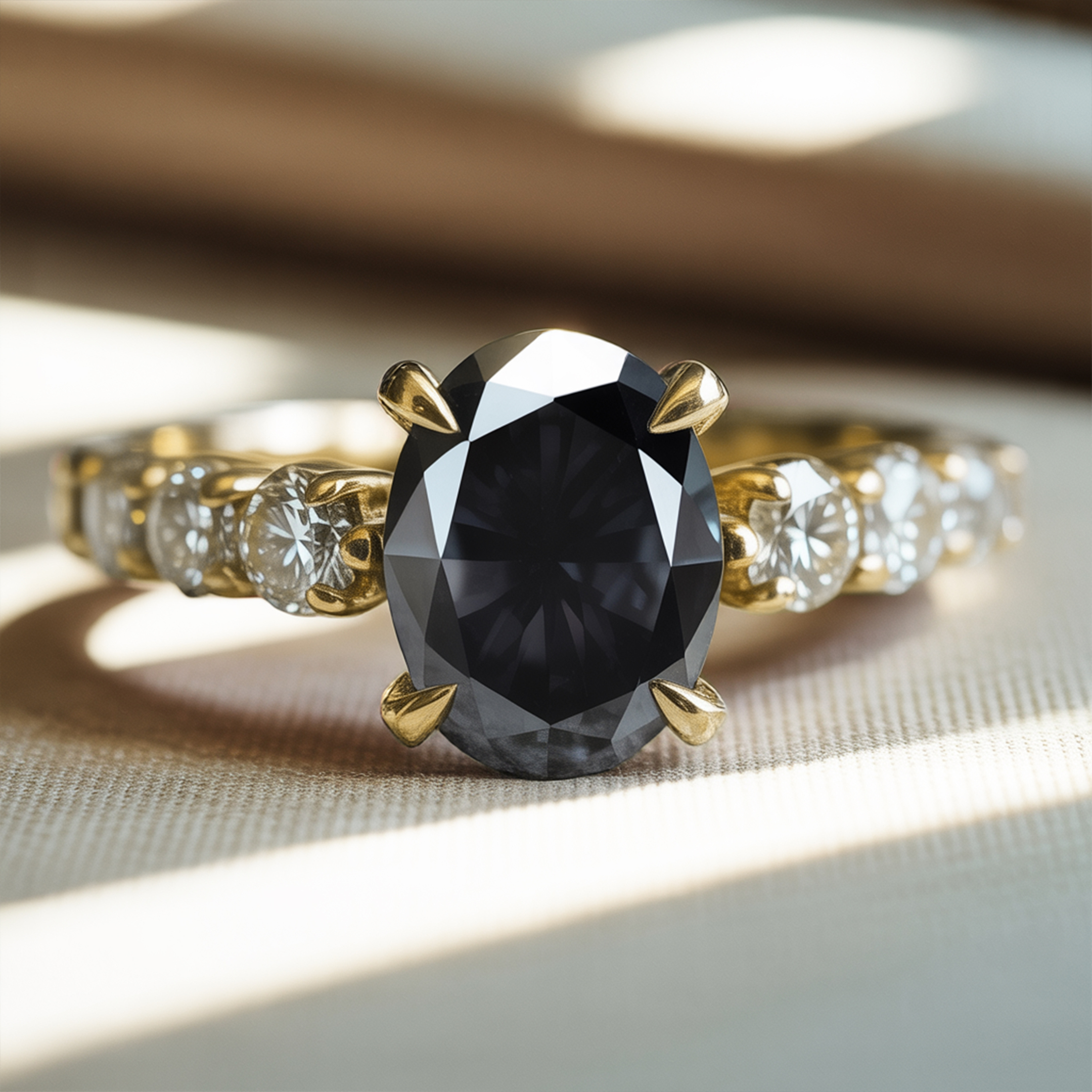 The Celestine - Black Moissanite Ring