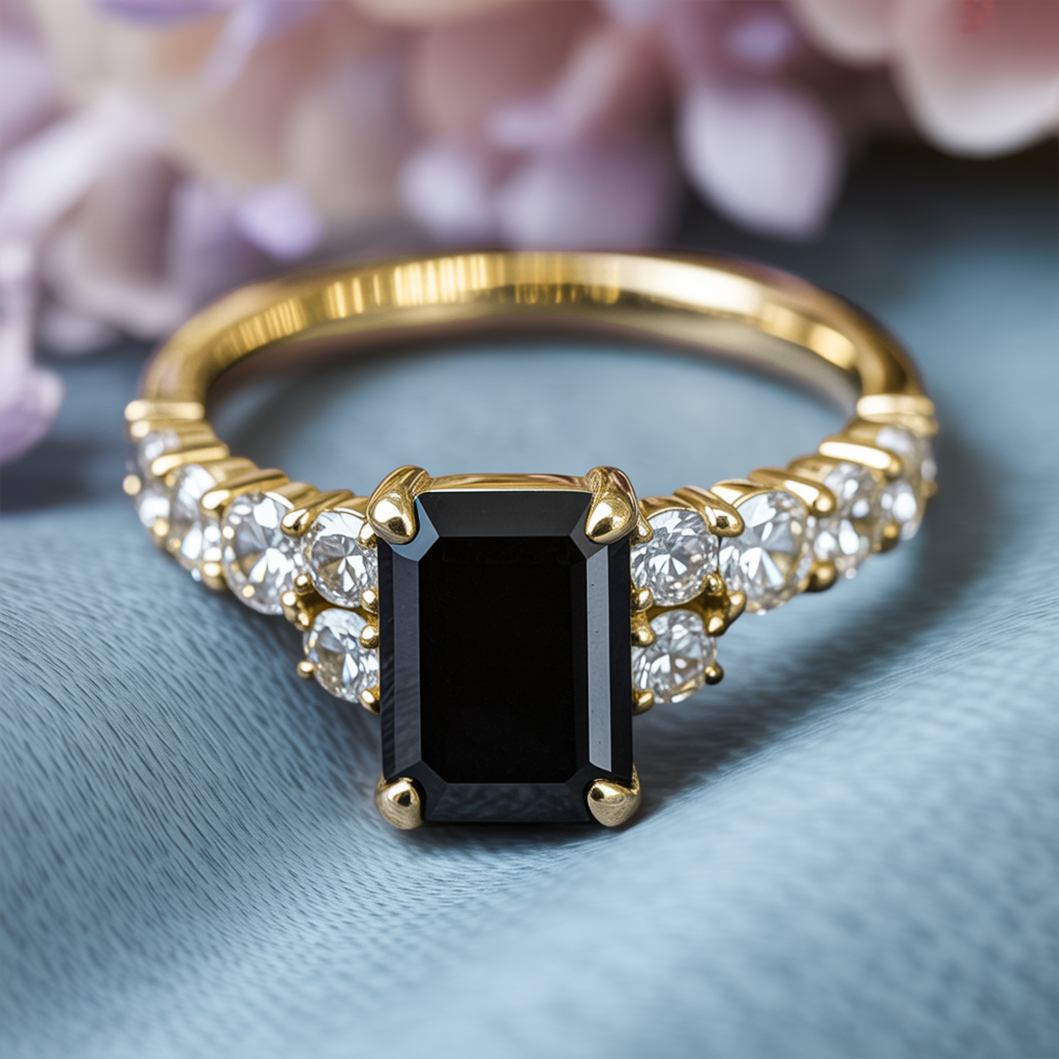 The Adelina Rae 2CT Emerald Cut Black Moissanite Ring
