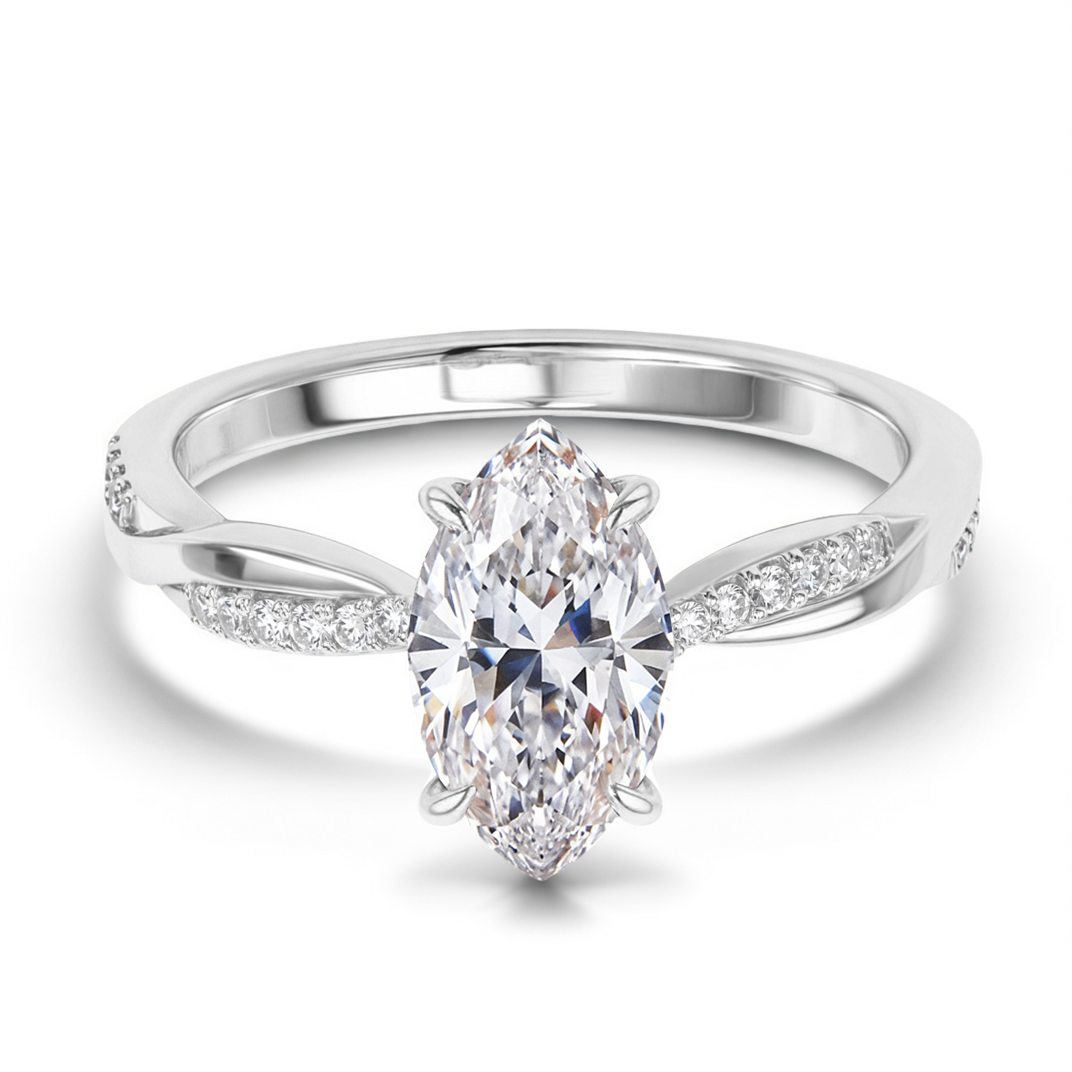 Twisted Band 1CT Marquise Cut Moissanite Ring
