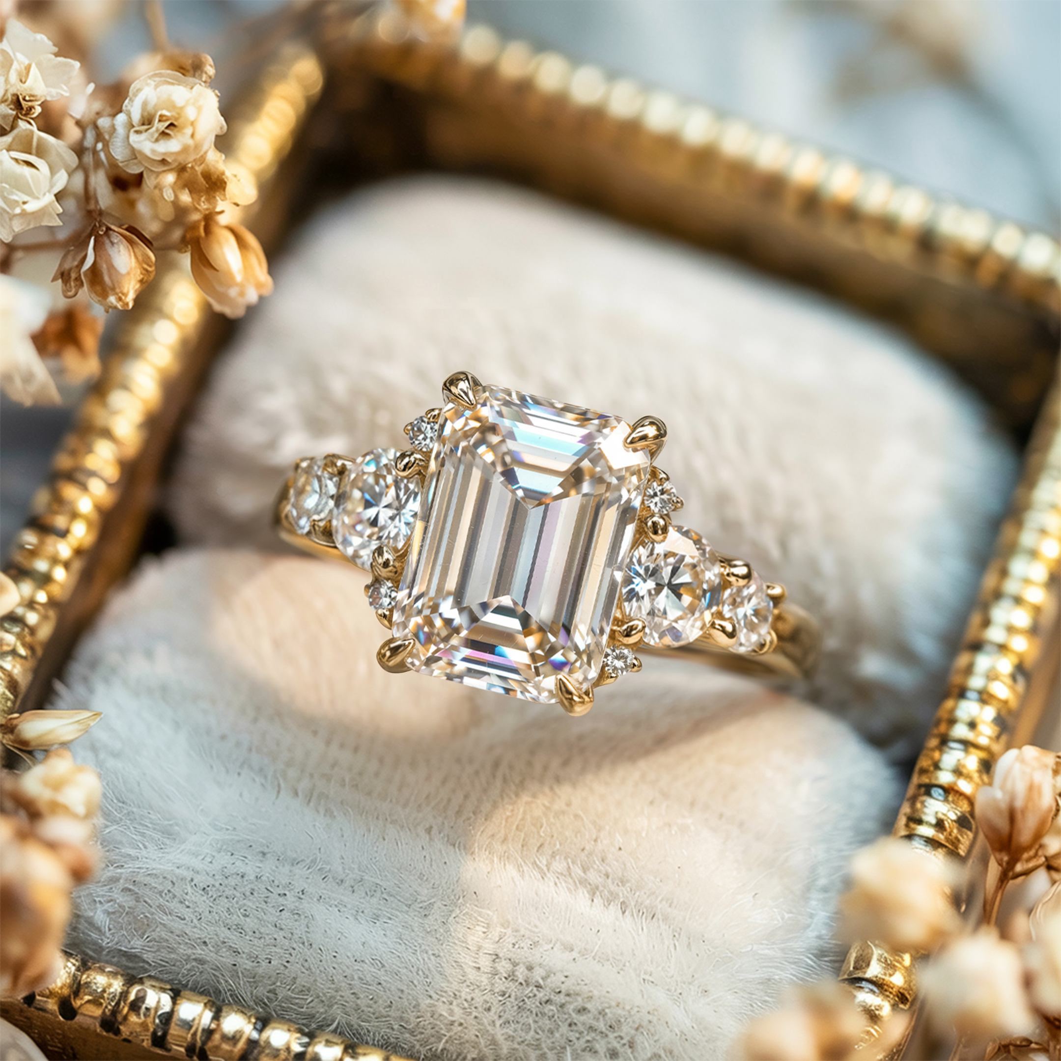 The Bella Jewel 1CT Emerald Cut Moissanite Ring