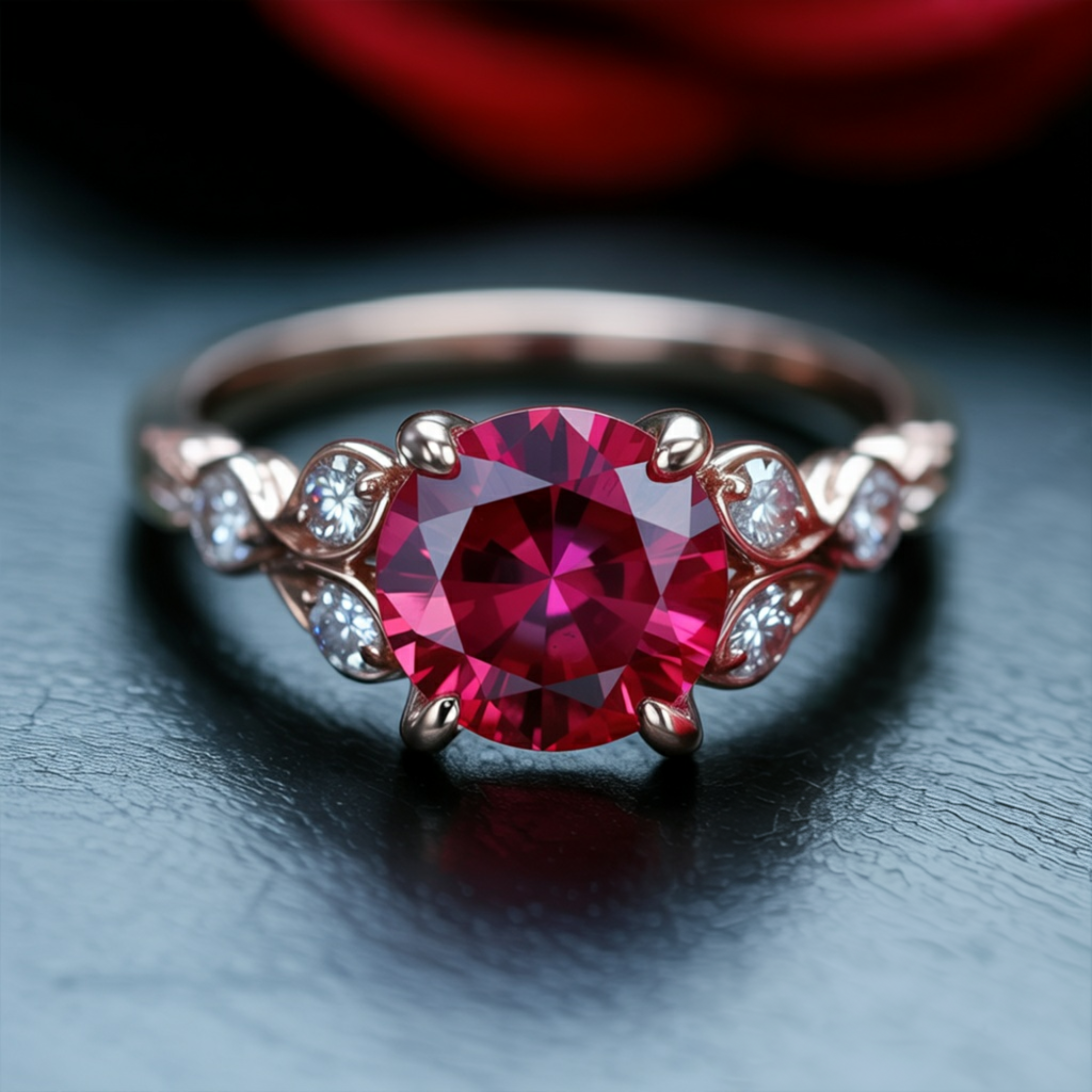 The Katalina 1.5CT Round Cut Red Moissanite Ring
