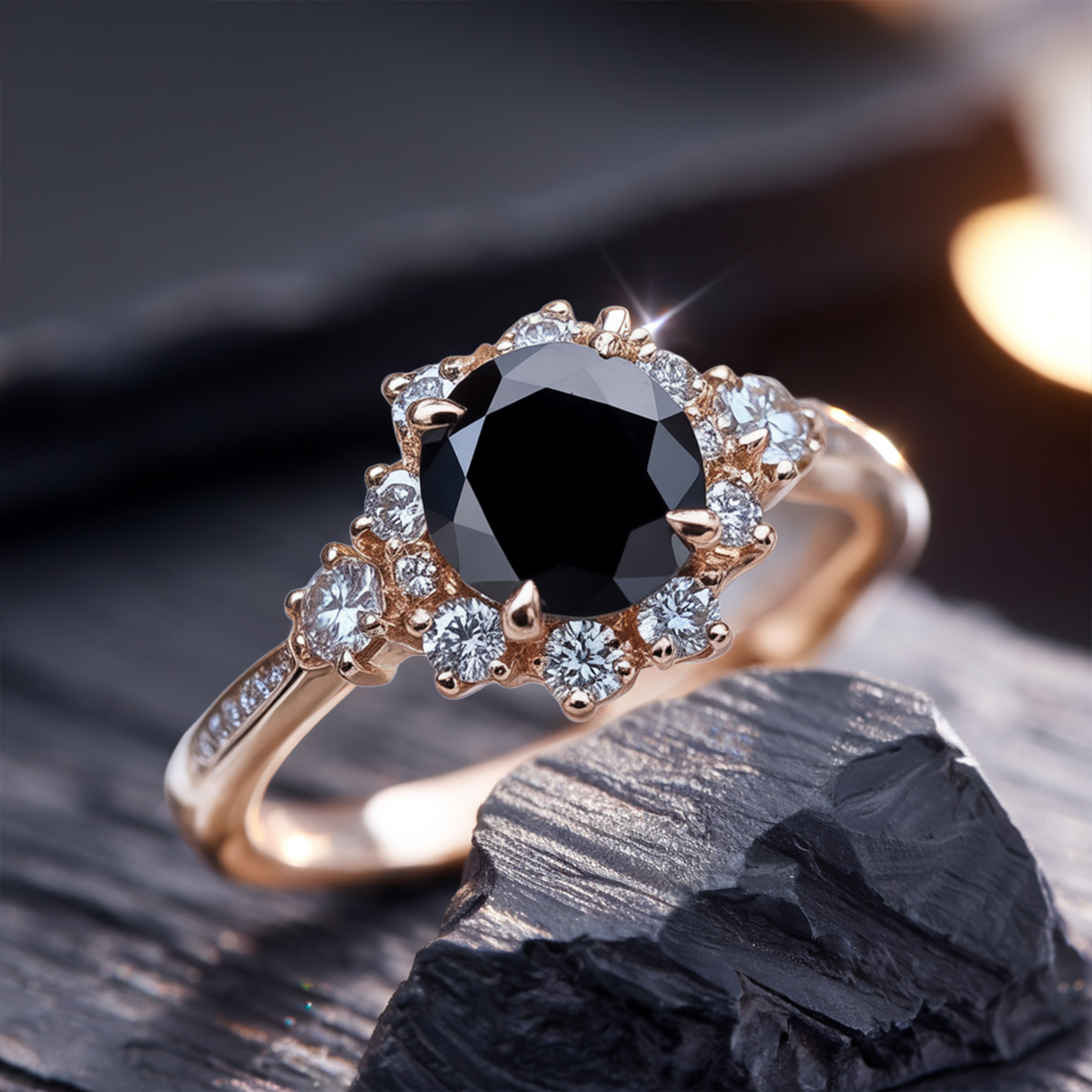The Bethany - Black Moissanite Ring