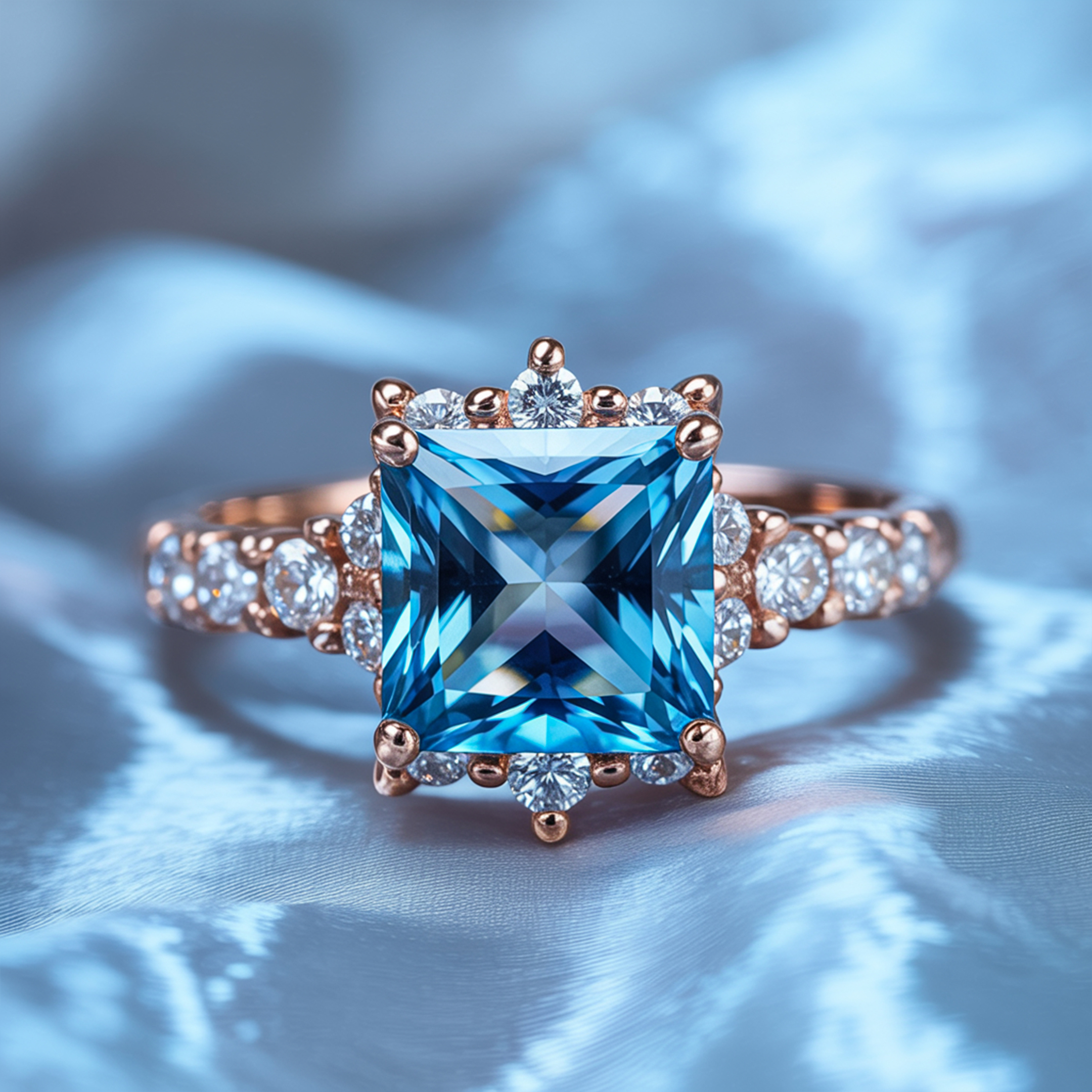 The Caterina 3CT Princess Cut Moissanite Ring