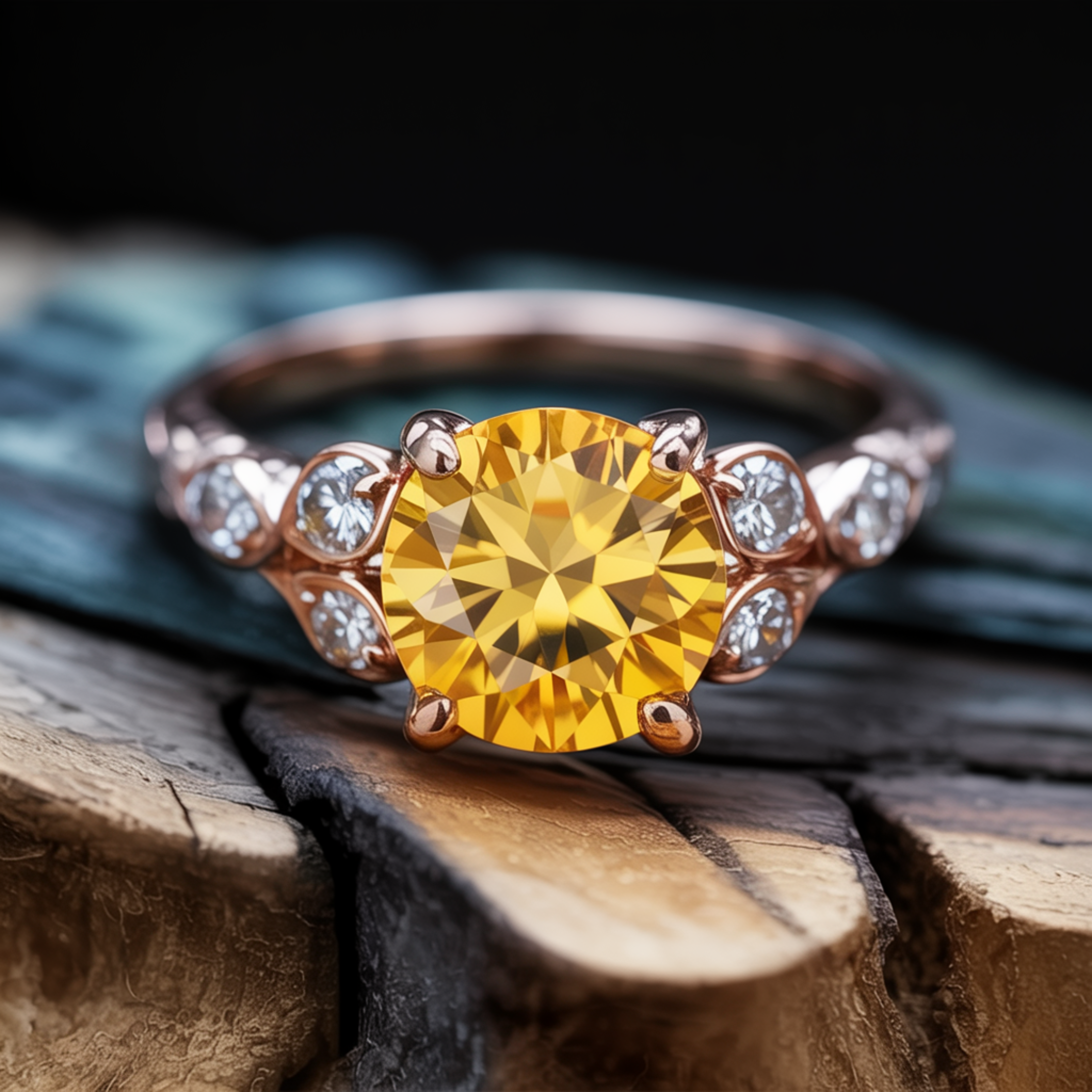 The Katalina 1.5CT Round Cut Yellow Moissanite Ring