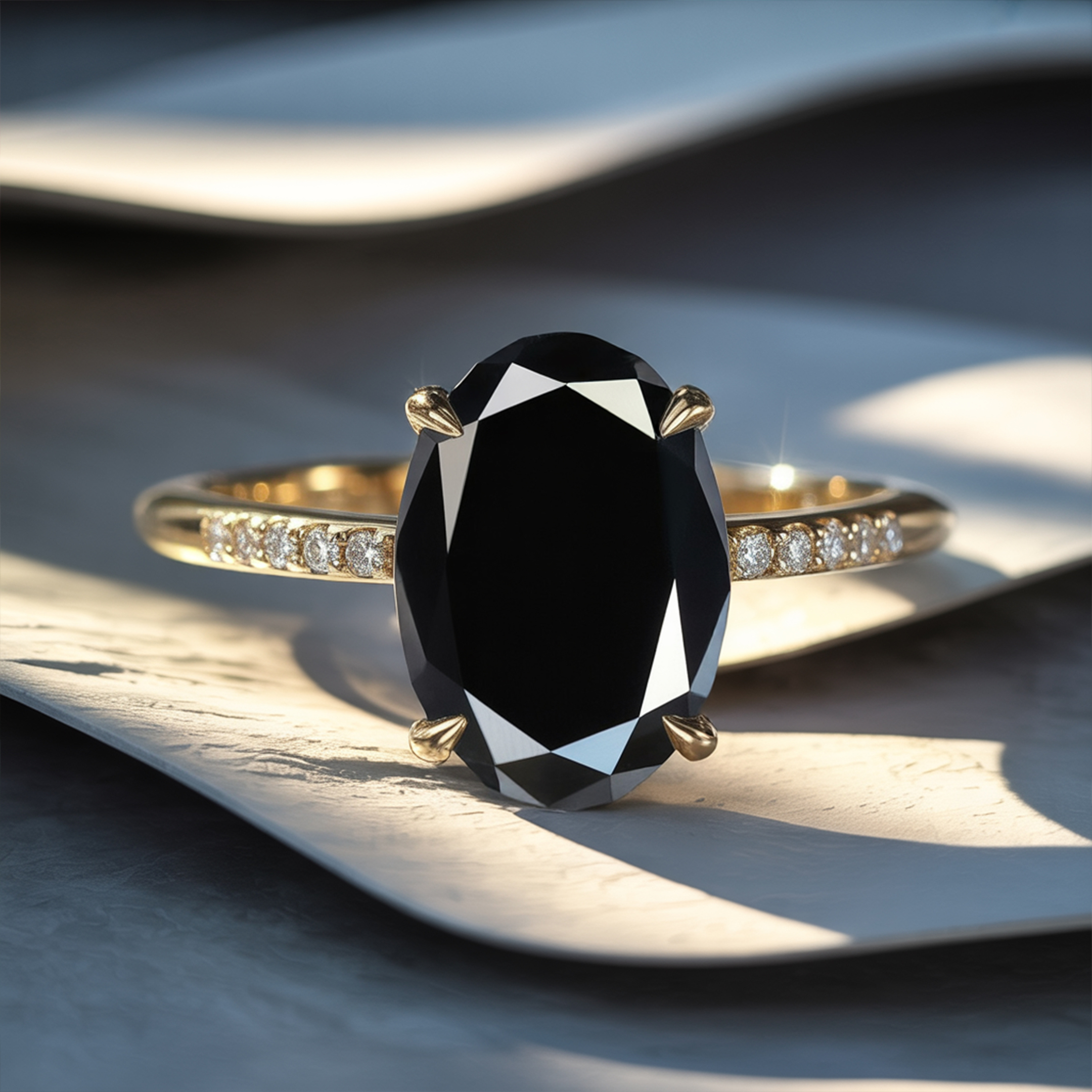 The Opaline - Black Moissanite Ring