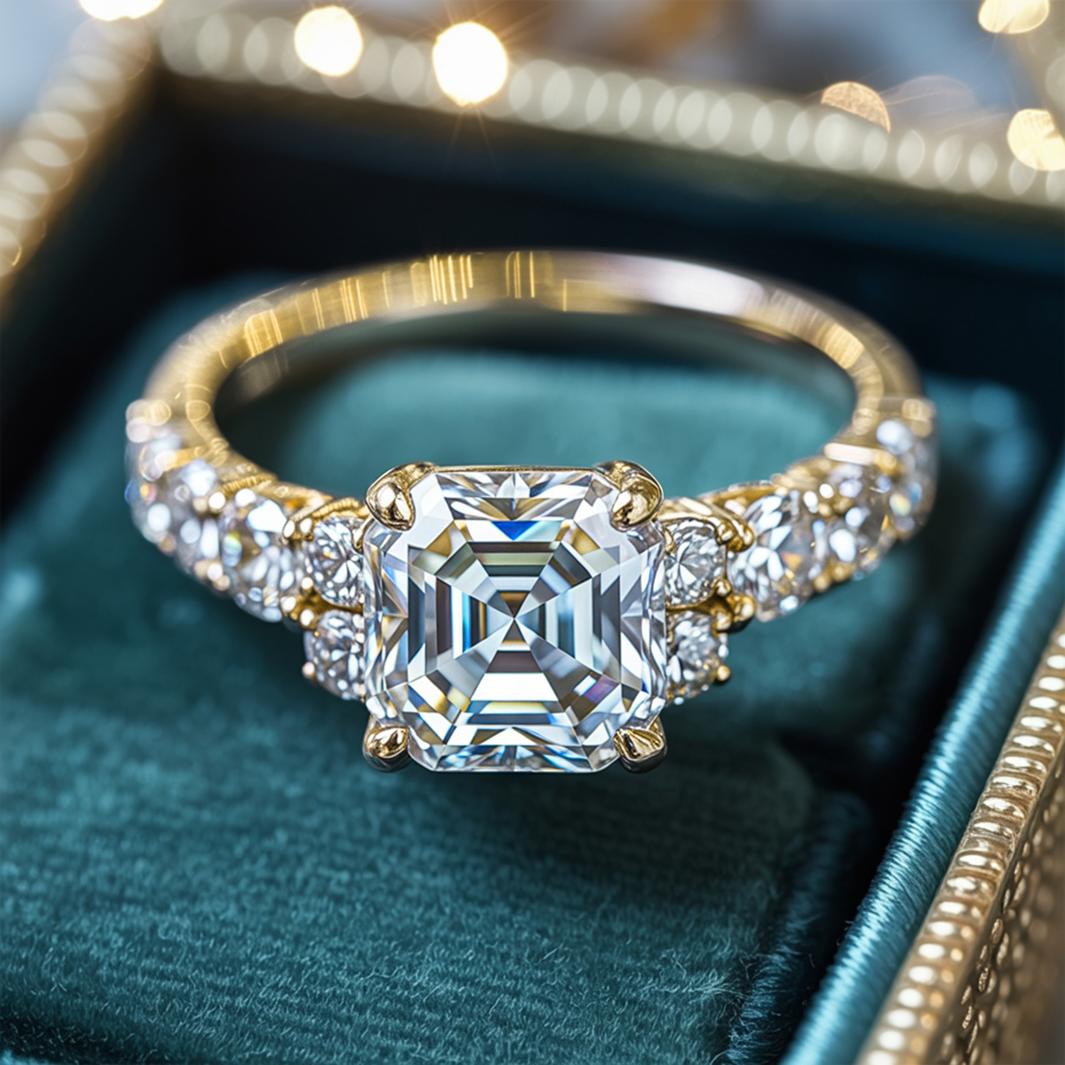 The Adelina Rae Asscher Cut Moissanite Ring