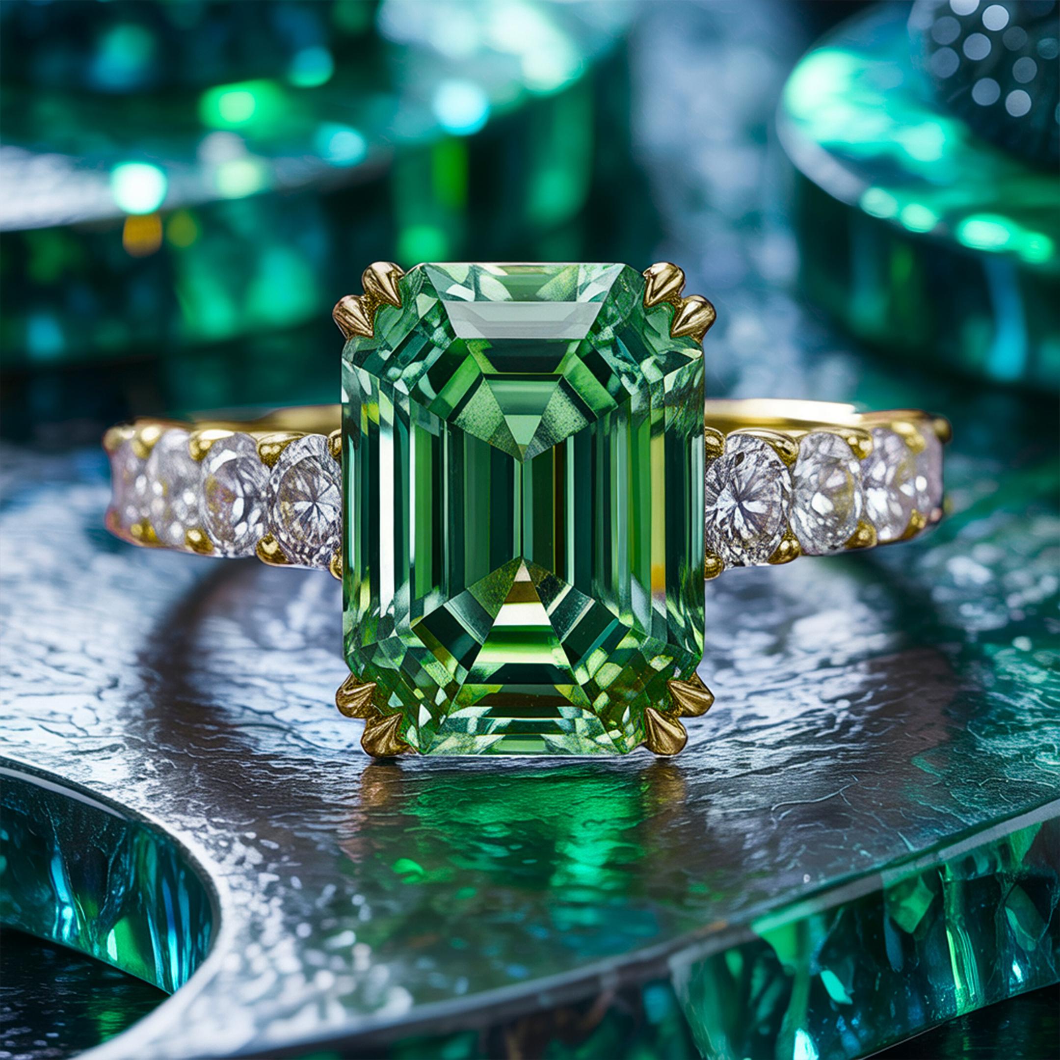 The Camilla - Green Moissanite Ring