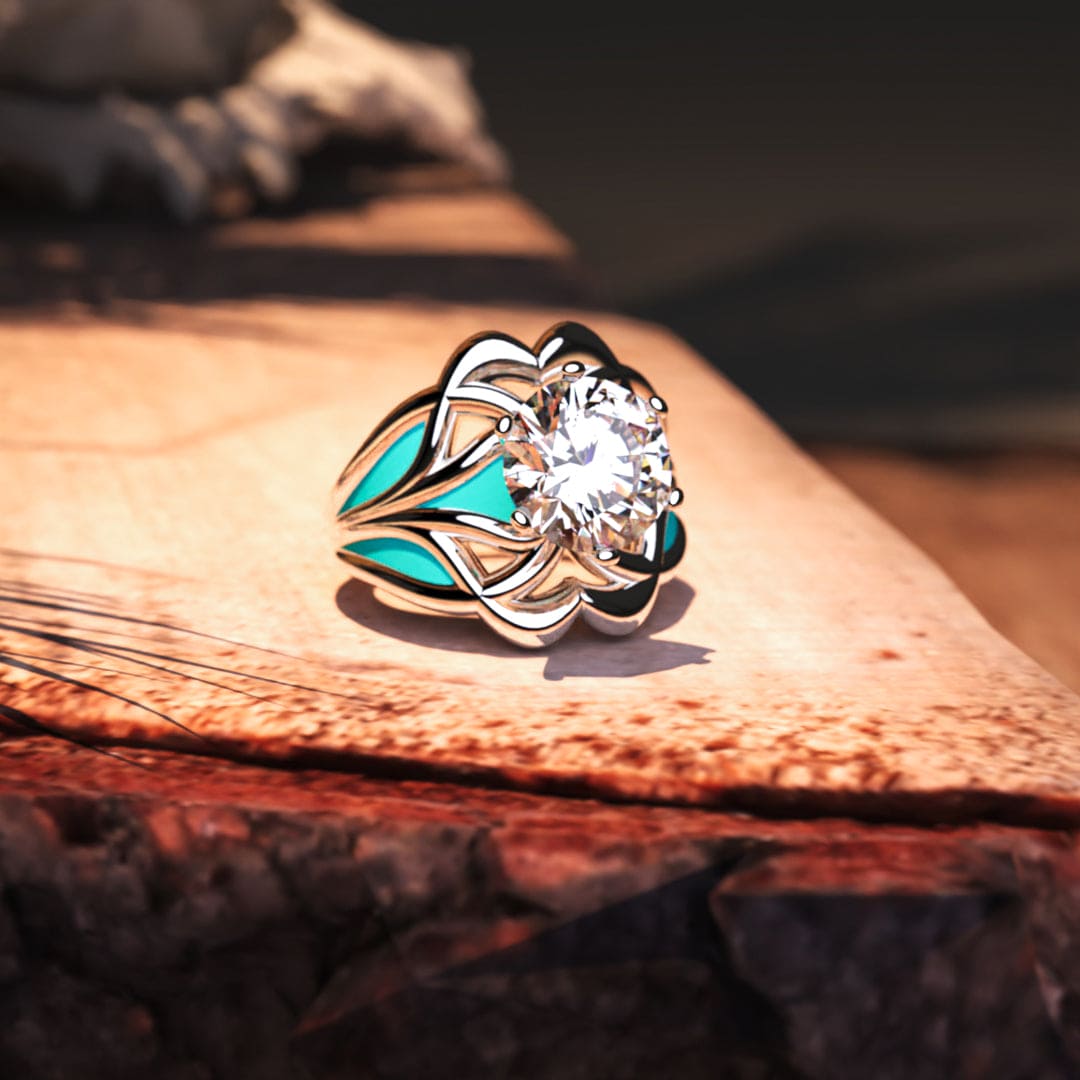 L'Étoile Océane : Bague Diamant Éthique - Argent Sterling S925