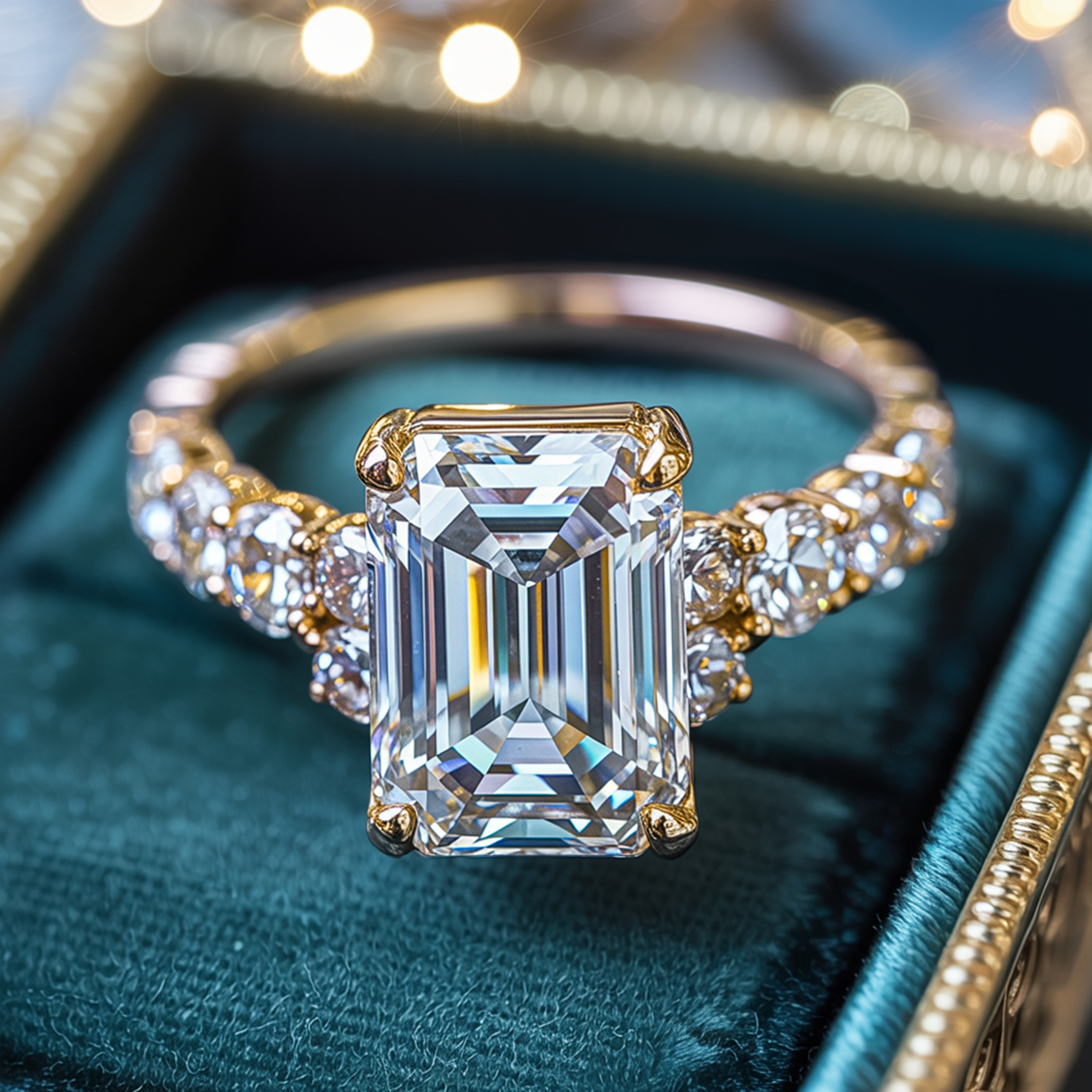 The Adelina Rae 5CT Emerald Cut Moissanite Ring