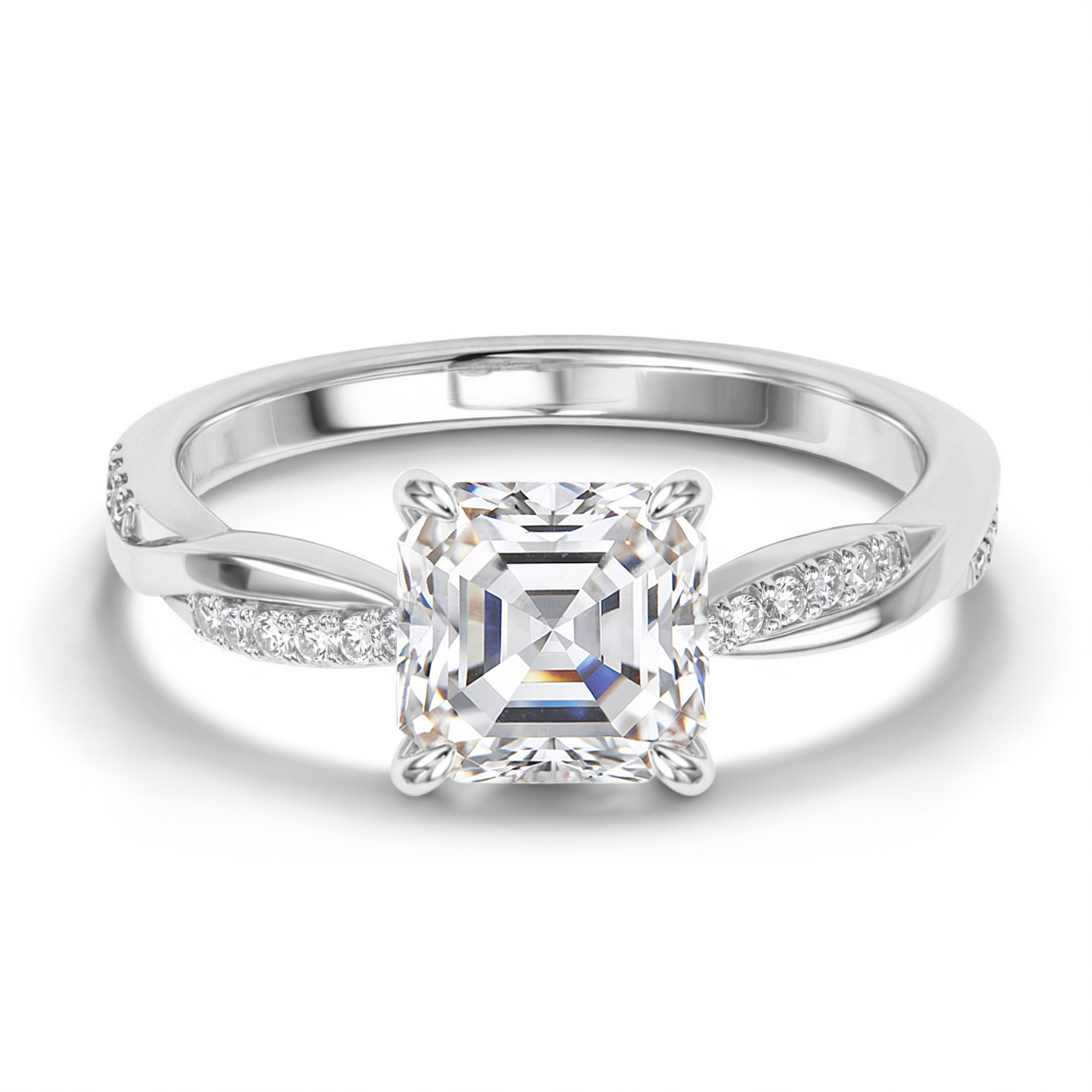 Twisted Band 1CT — Asscher Cut Moissanite Ring