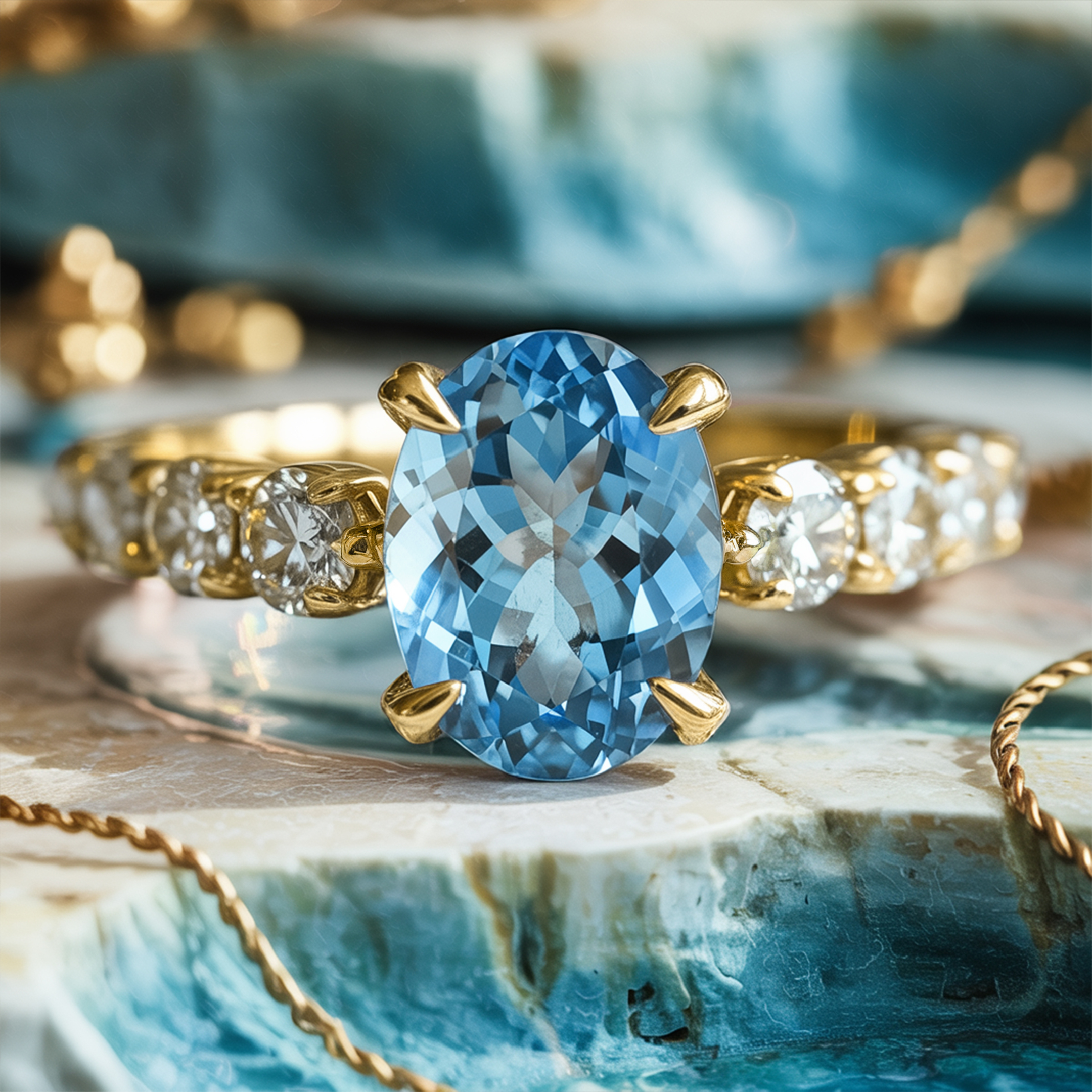 The Celestine - Blue Moissanite Ring