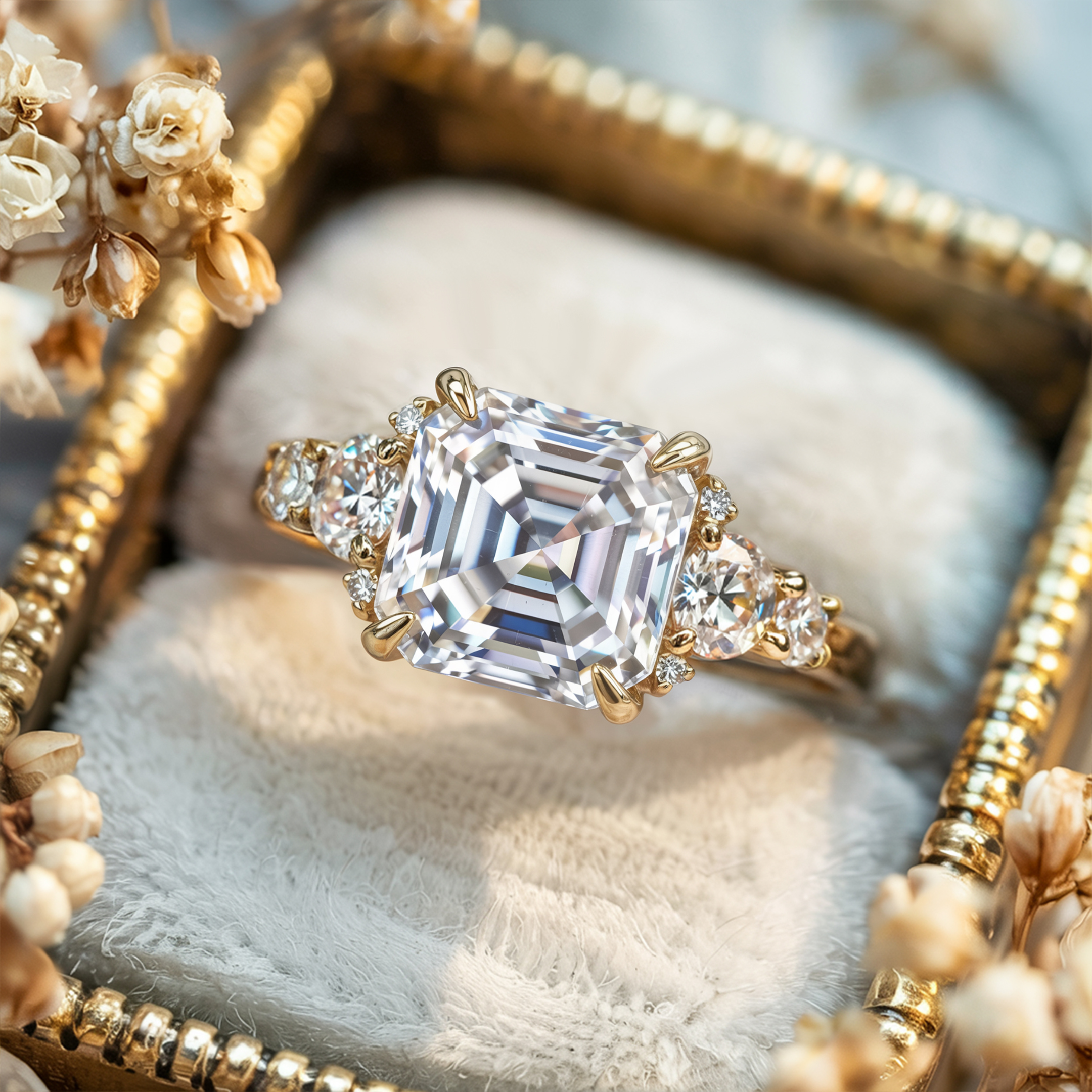 The Bella Jewel Asscher Cut Moissanite Ring