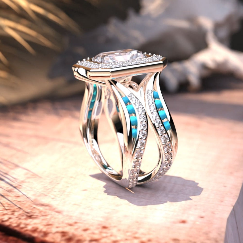 La Couronne de l'Océan: Bague Diamant Éthique - Argent Sterling S925