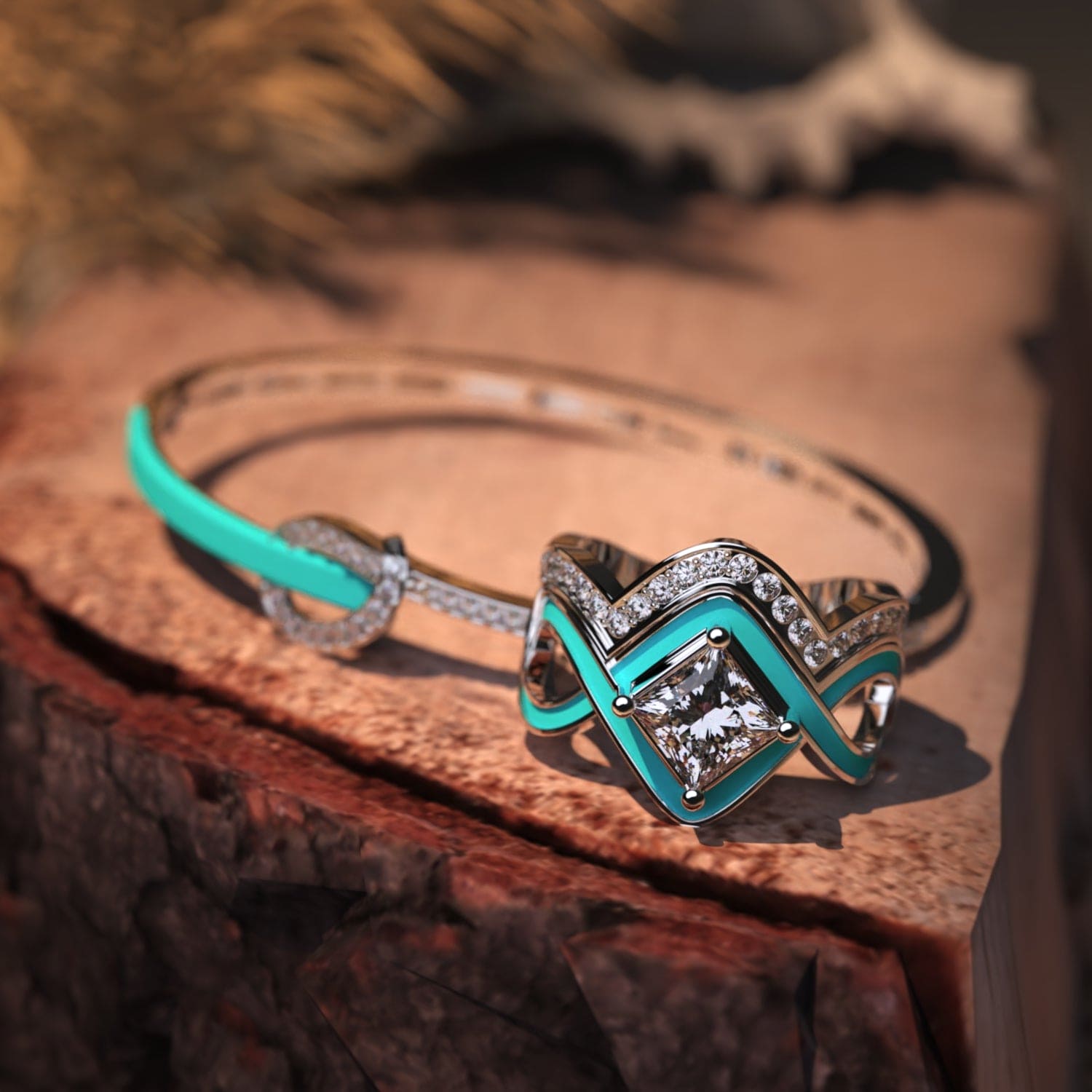 The Ocean Wave: 2-Piece Ring & Bracelet Set - Silver