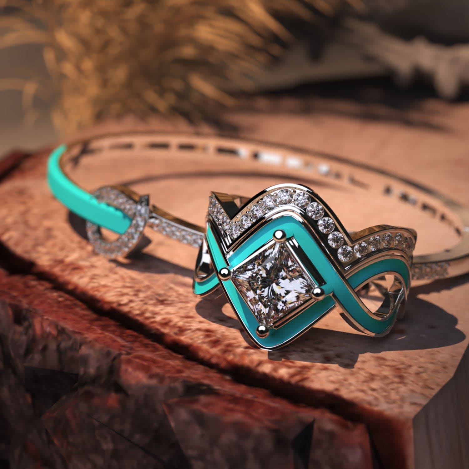 The Ocean Wave: Ensemble Bague & Bracelet 2 Pièces - Argent Sterling S925