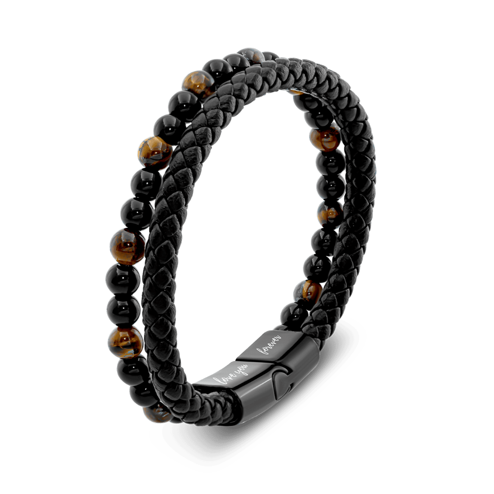À Mon Fils | Je T'aime Pour Toujours | Bracelet Perles Cuir