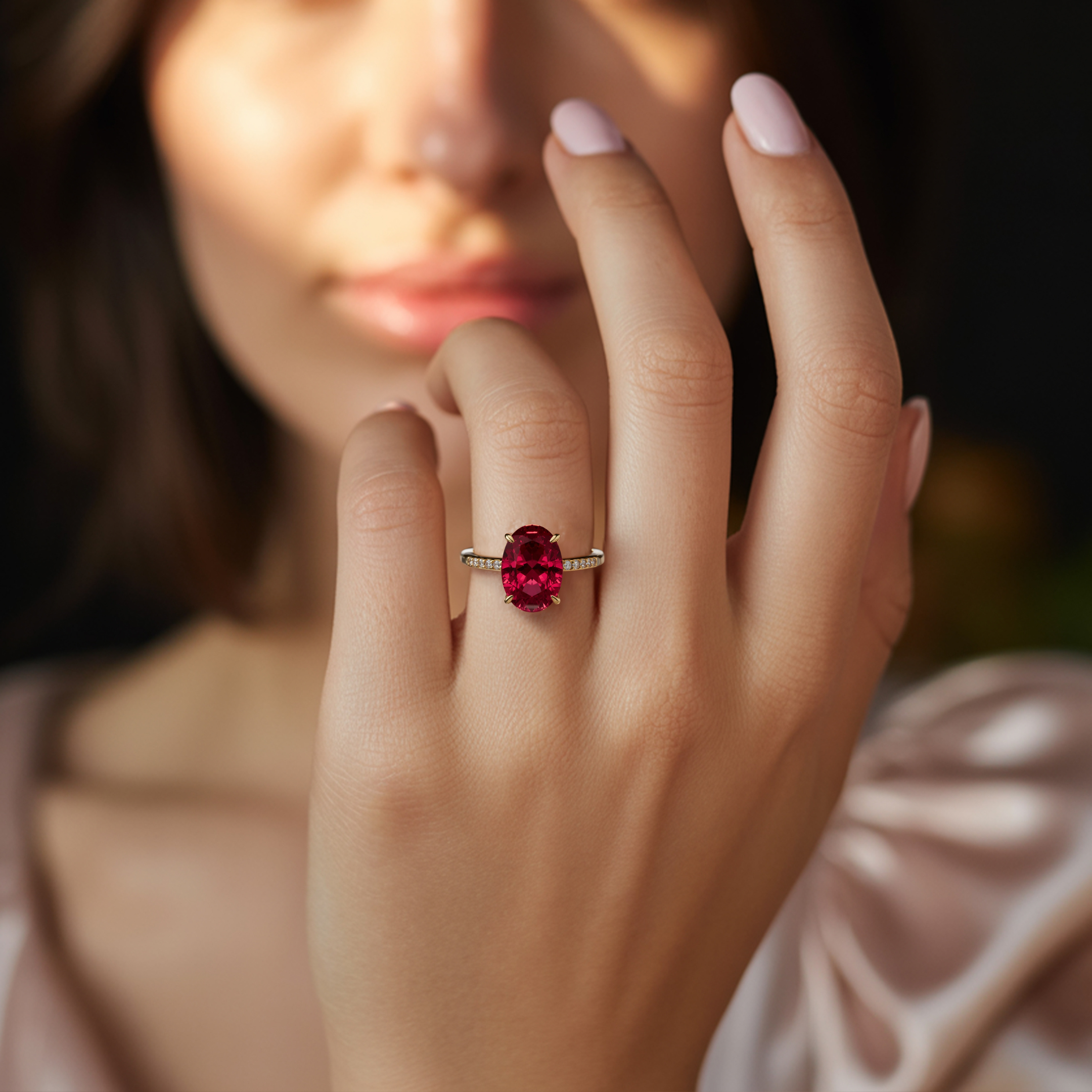 The Opaline - Red Moissanite Ring