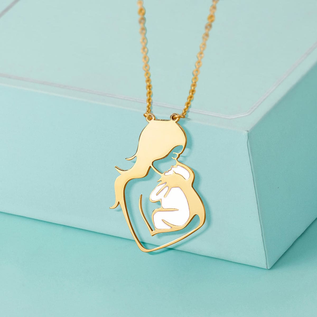 Collier Pendentif Coeur Amour Maternel - Acier Inoxydable