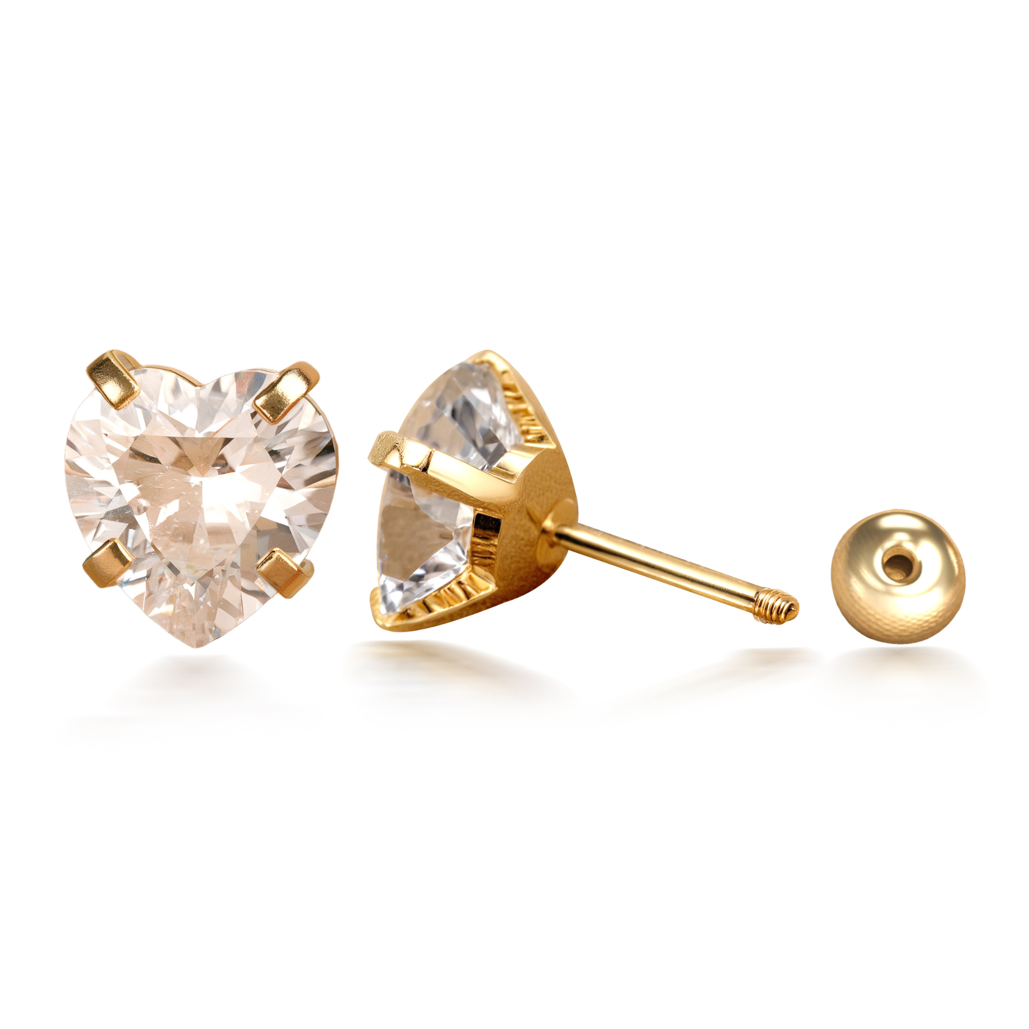 Élégantes boucles d'oreilles à clous en forme de cœur taillé
