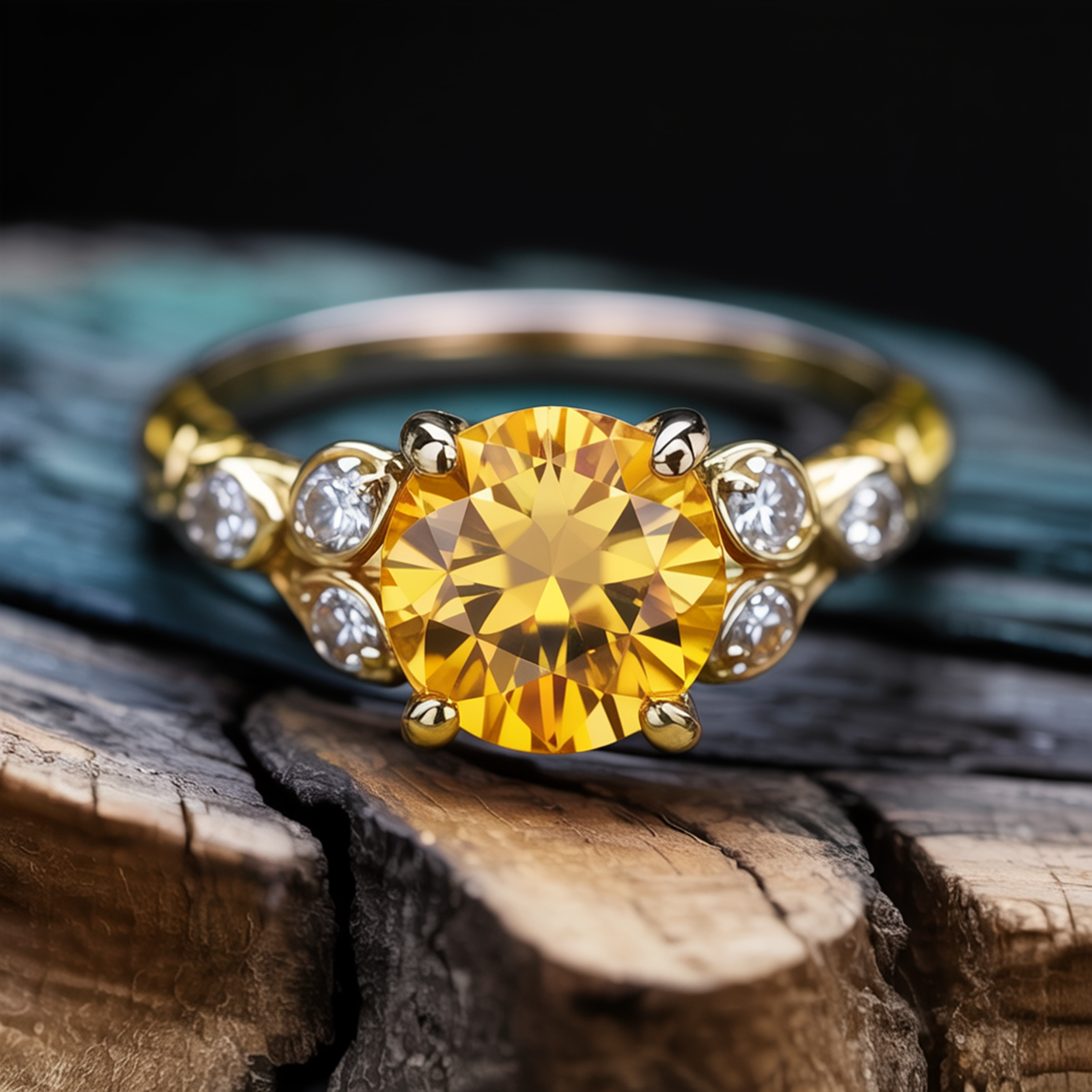 The Katalina 1.5CT Round Cut Yellow Moissanite Ring