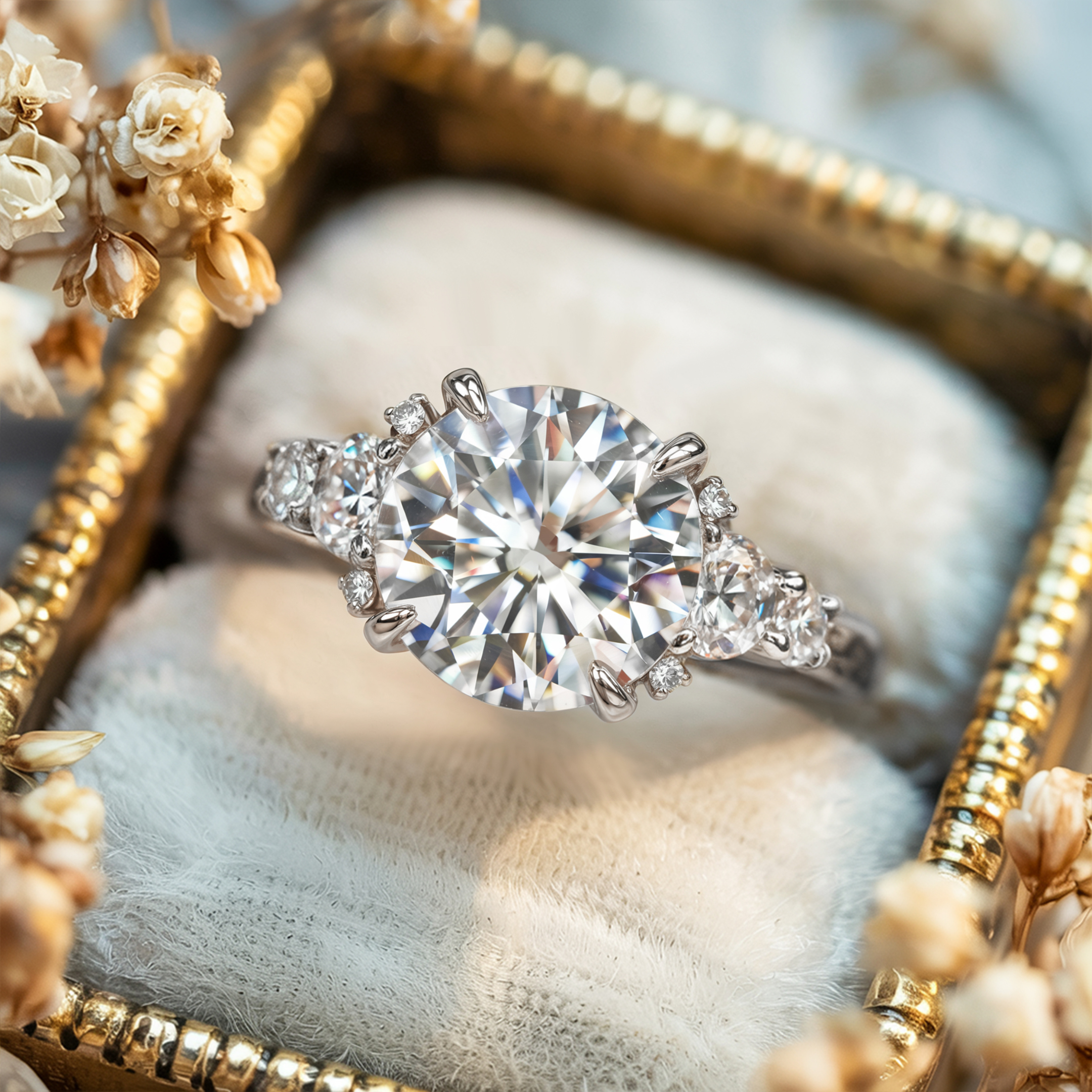 The Bella Jewel Round Cut Moissanite Ring