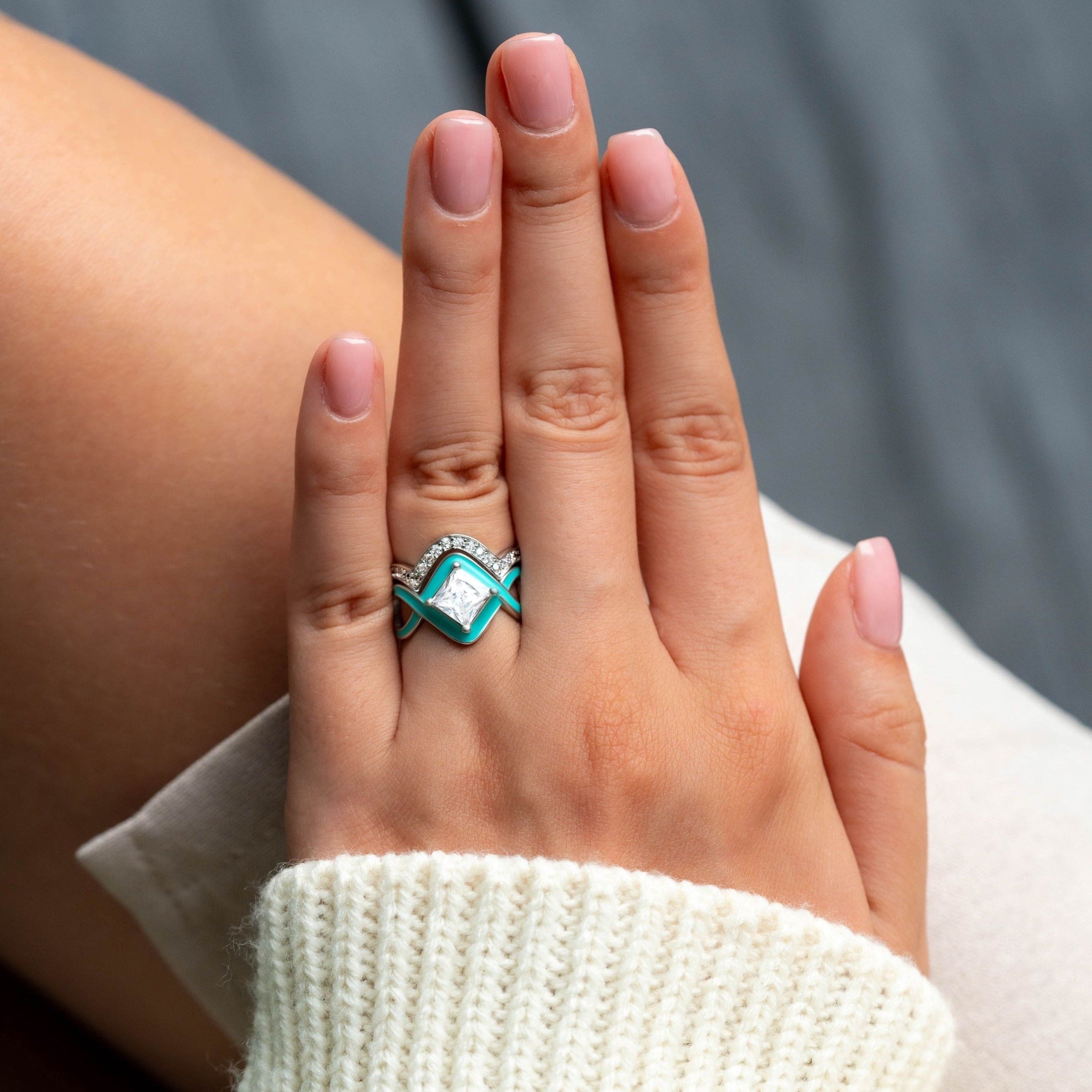 The Ocean Wave: 2-Piece Set Ring - Silver