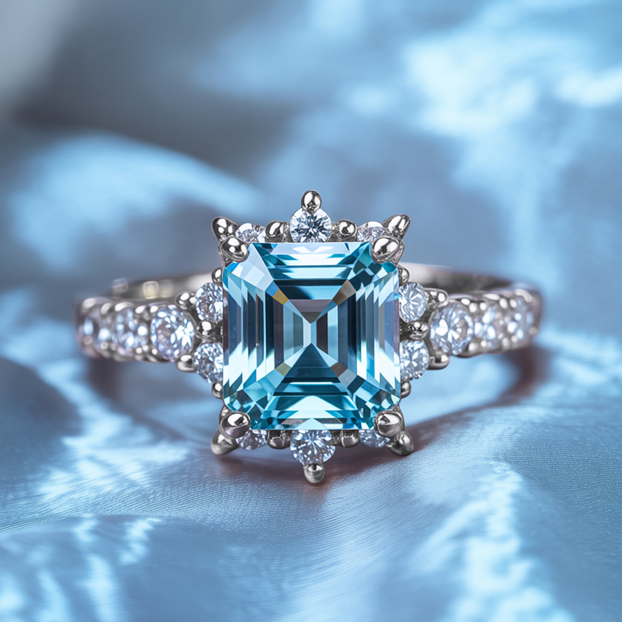 The Caterina Asscher Cut Moissanite Ring