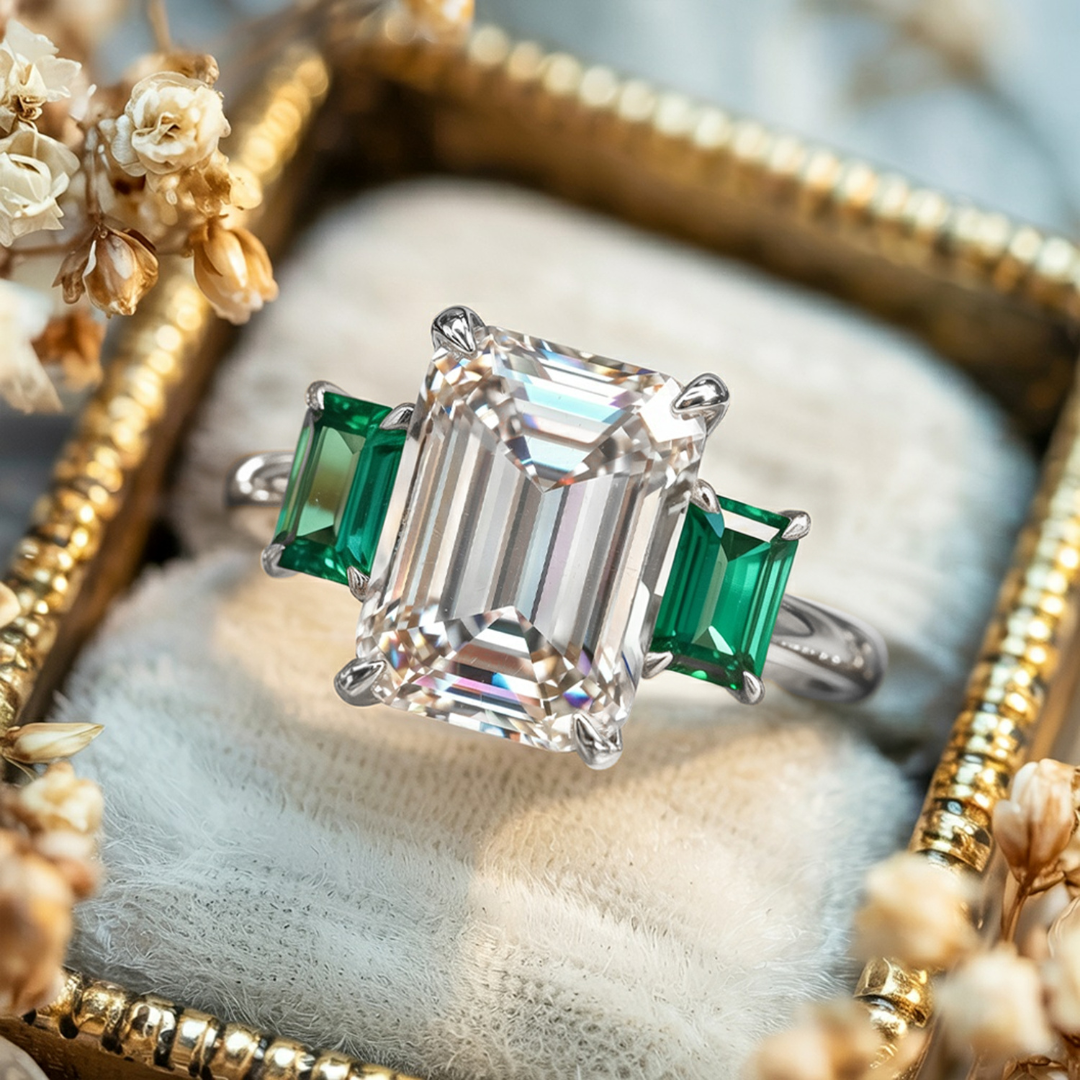 The Bella Jewel – Three-Stone Moissanite Ring
