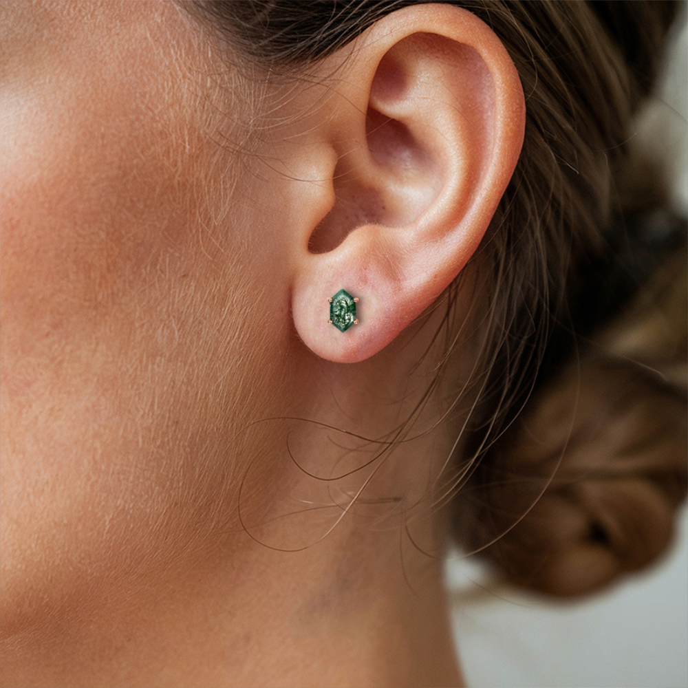 À ma magnifique épouse | Boucles d'oreilles en agate mousse - Argent Sterling S925